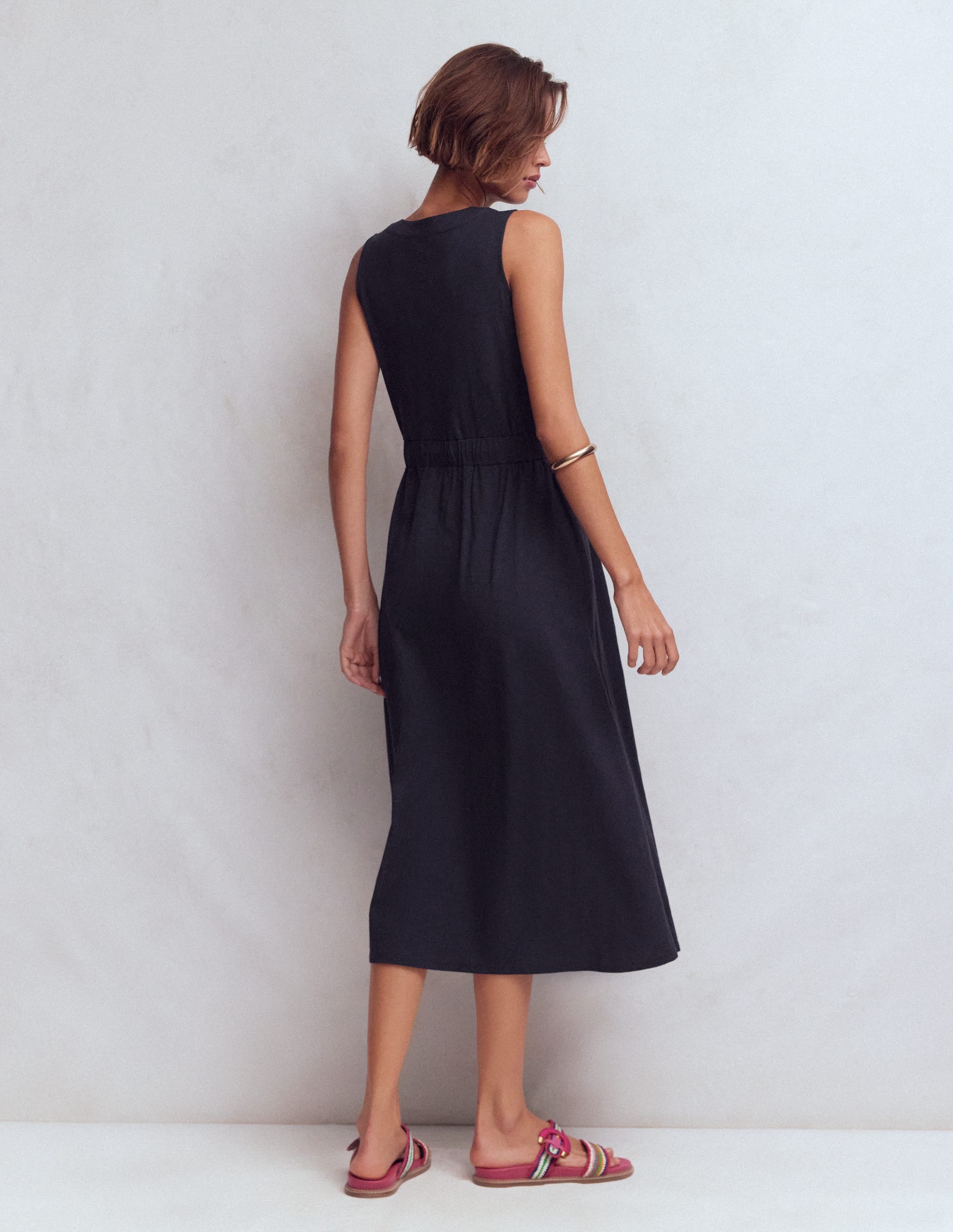 Delphine Midi Sleeveless Dress-Navy - Image 3