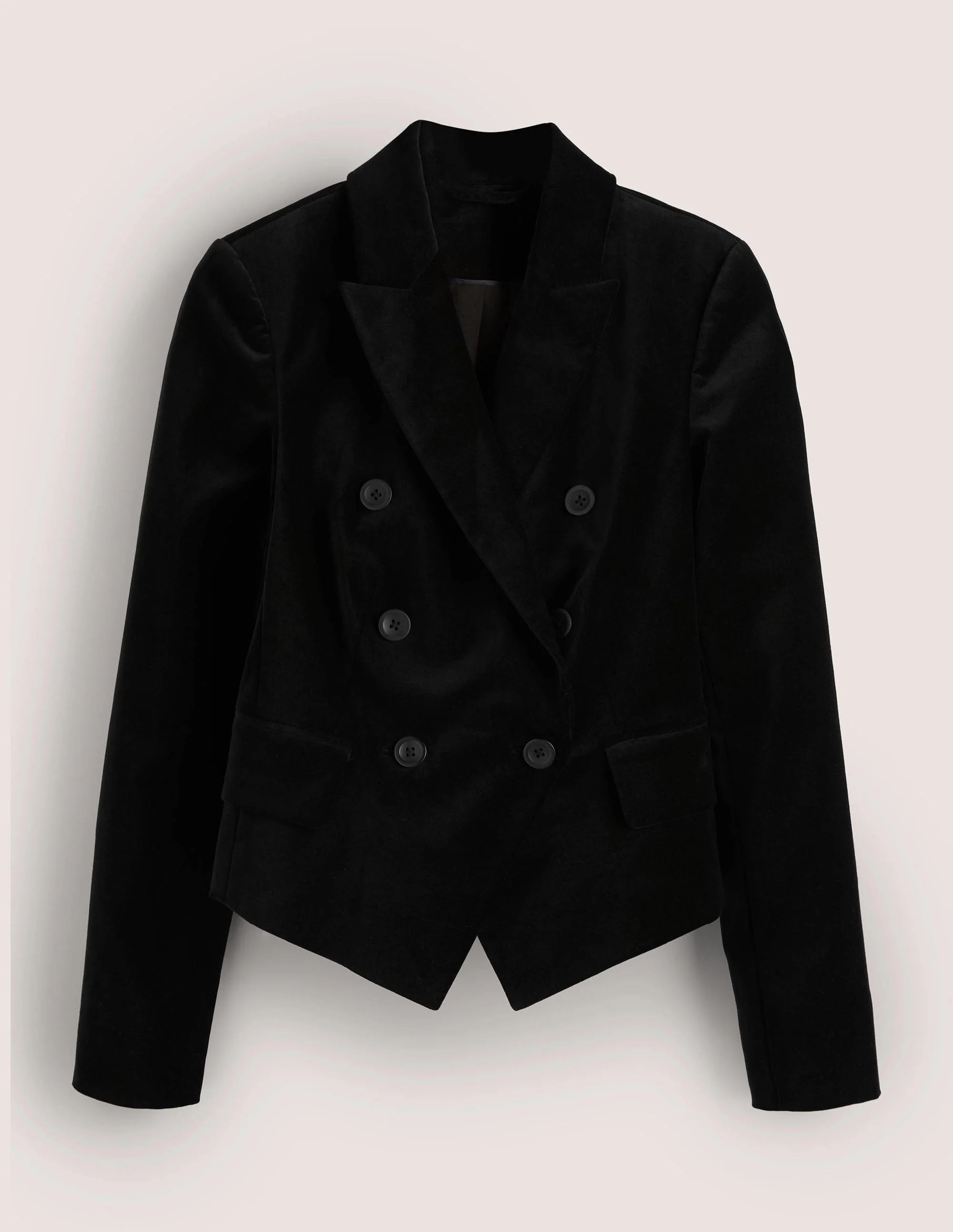 Double Breasted Velvet Blazer-Black - Image 7
