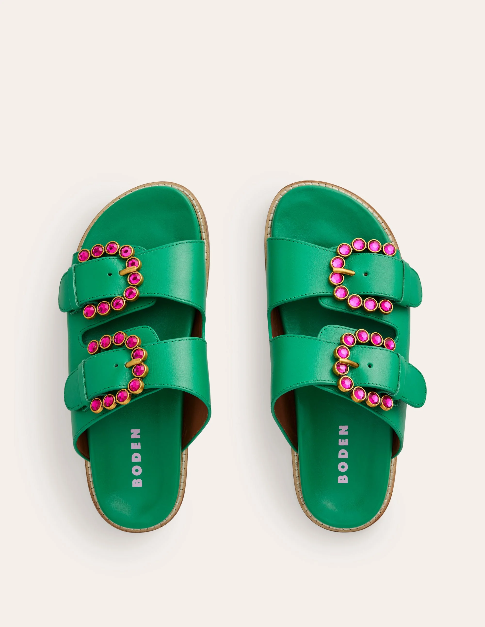 Double Buckle Sliders-Rich Emerald - Image 5