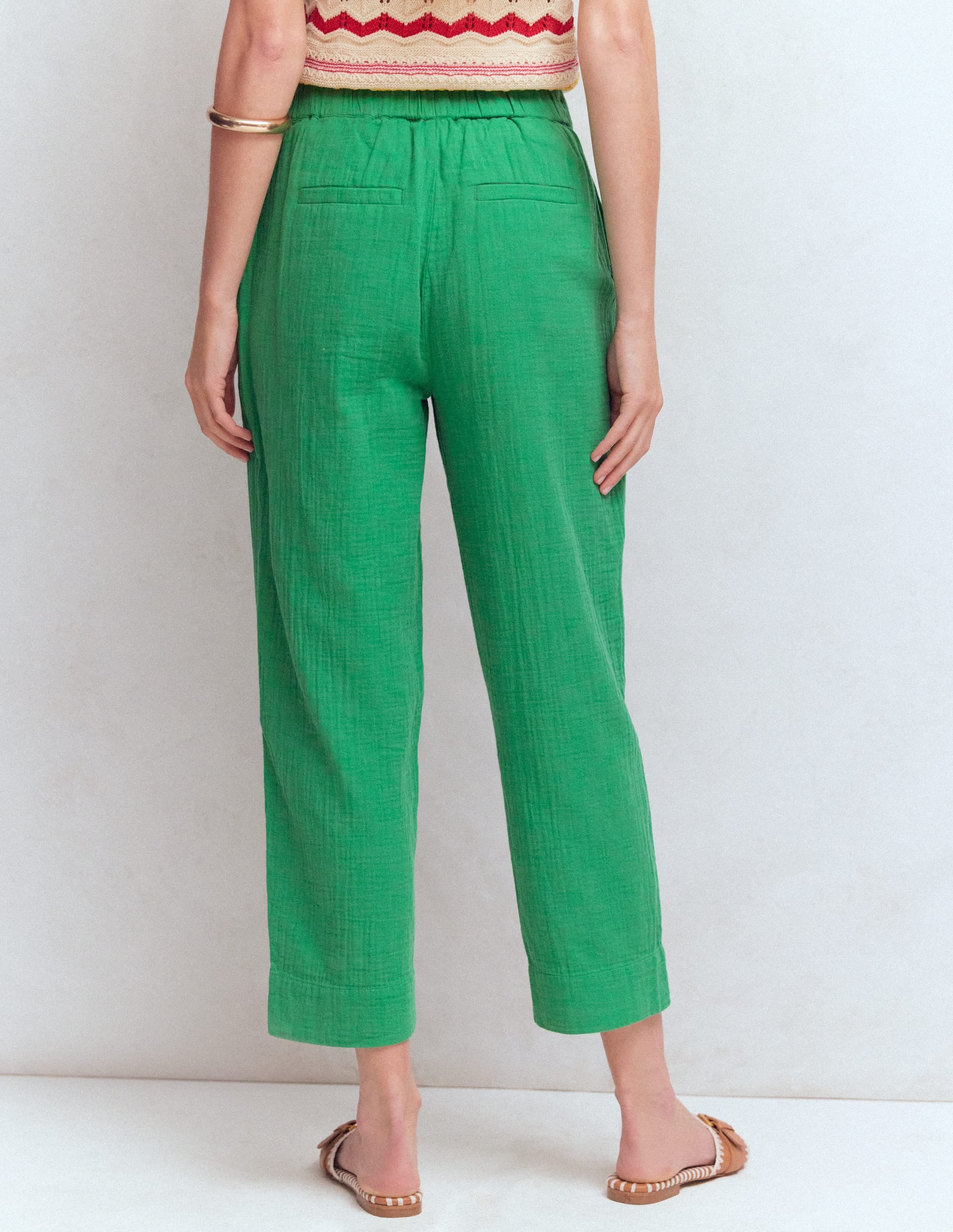 Double Cloth Crop Pants-Shamrock Green - Image 3