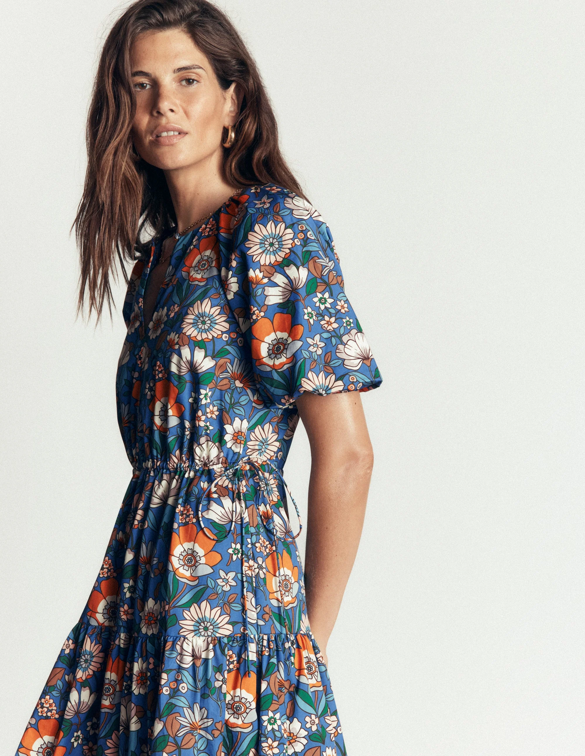 Draw Waist Fashion Dress-Multi, Floral Field - Image 2