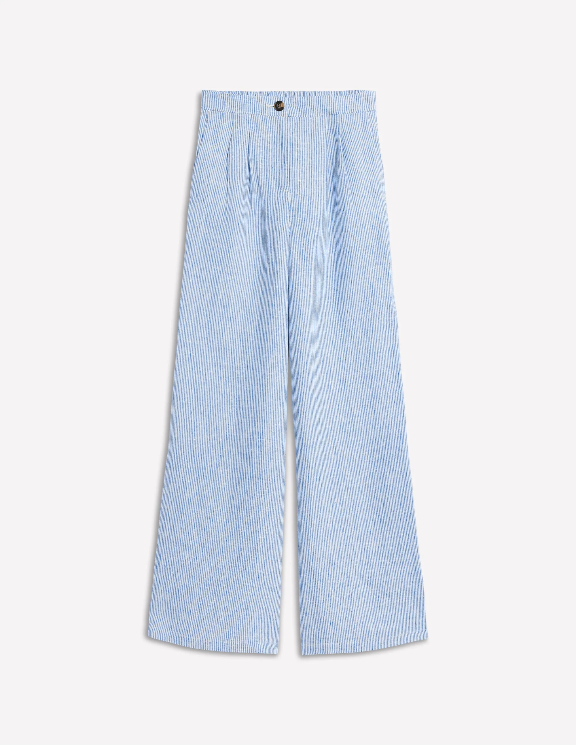 Dulwich Linen Pants-Kingfisher Blue Fine Stripe - Image 9