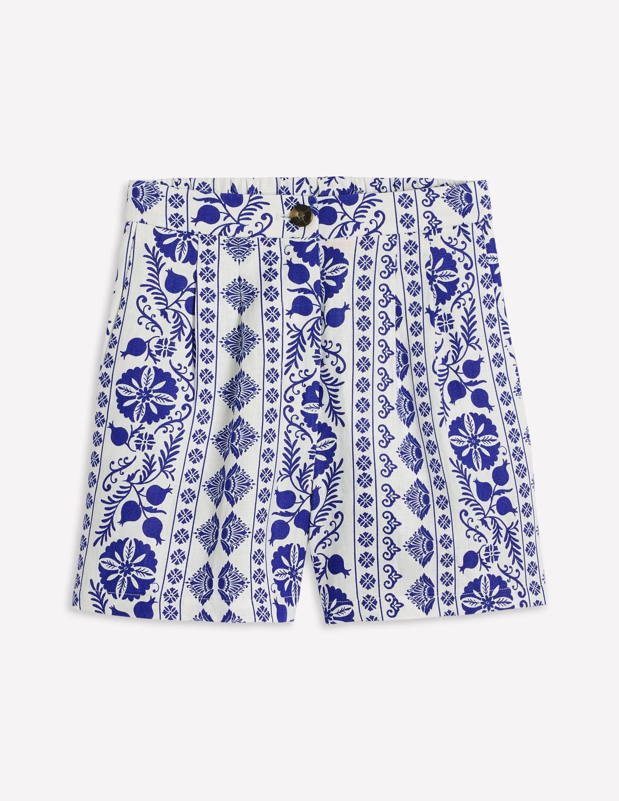 Dulwich Linen Shorts-Ivory, Ornate Border - Image 5