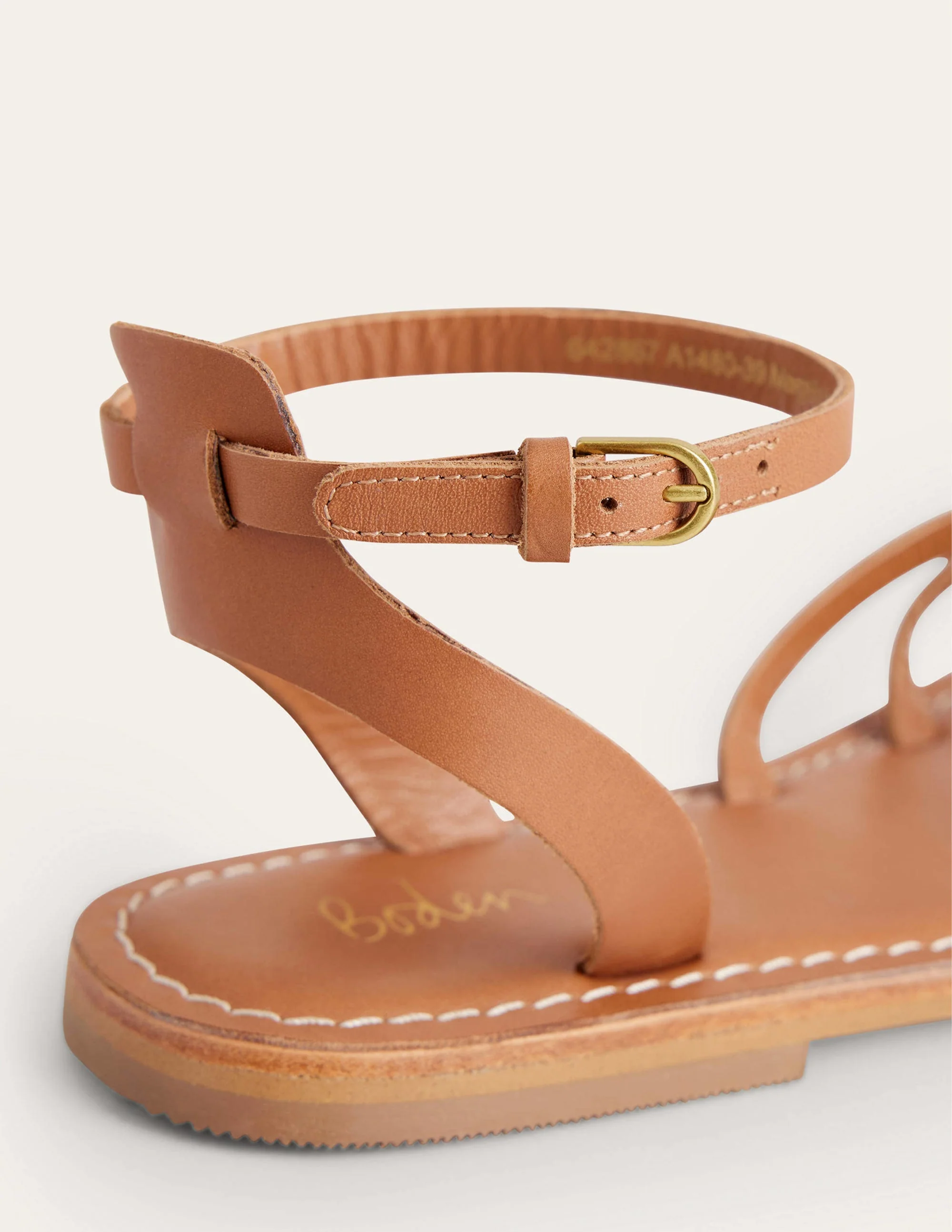 Easy Flat Sandals-Tan Leather - Image 3
