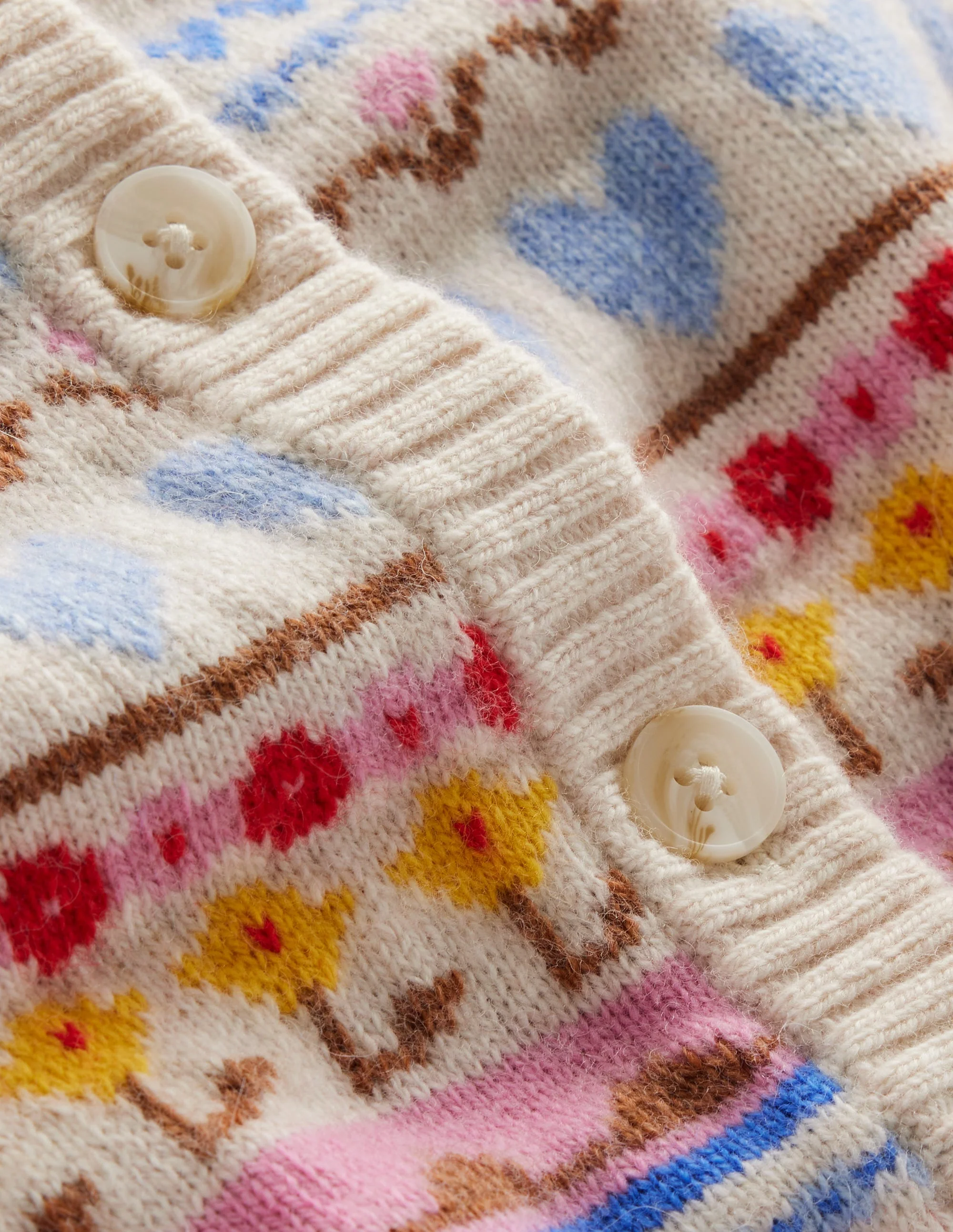Edie Fair Isle Cardigan-Oatmeal Melange, Heart Flower - Image 10