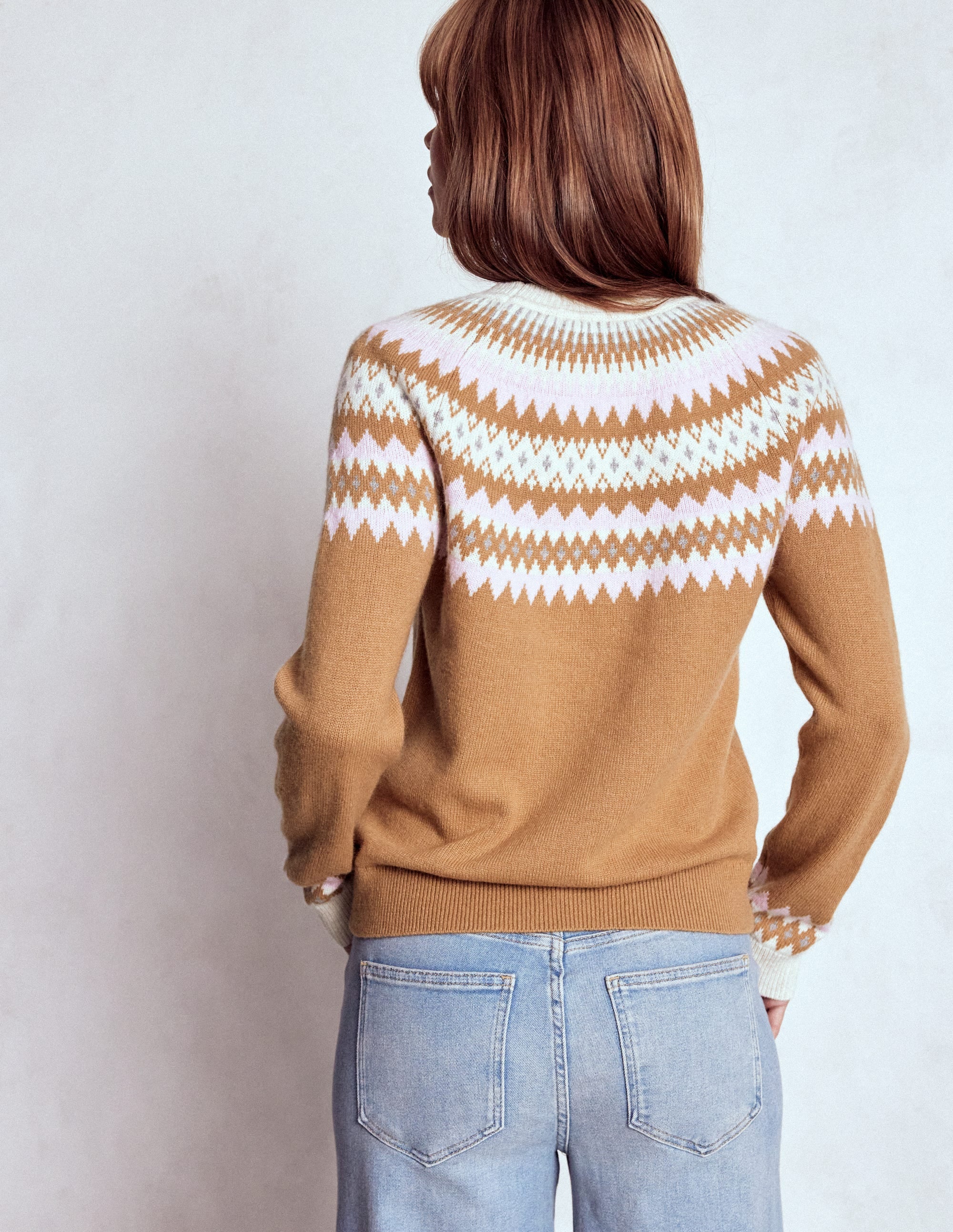 Edie Fair Isle Sweater-Camel Melange Fair Isle - Image 3
