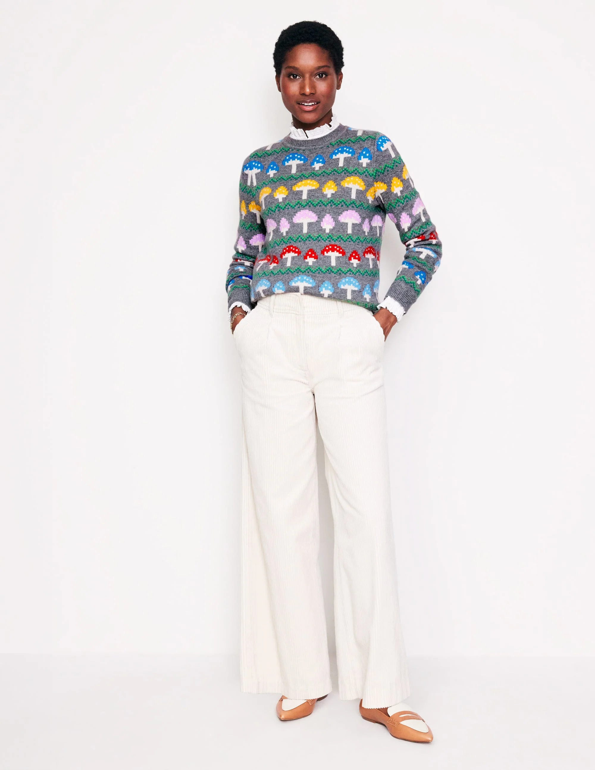 Edie Fair Isle Sweater-Grey Mushroom - Image 6