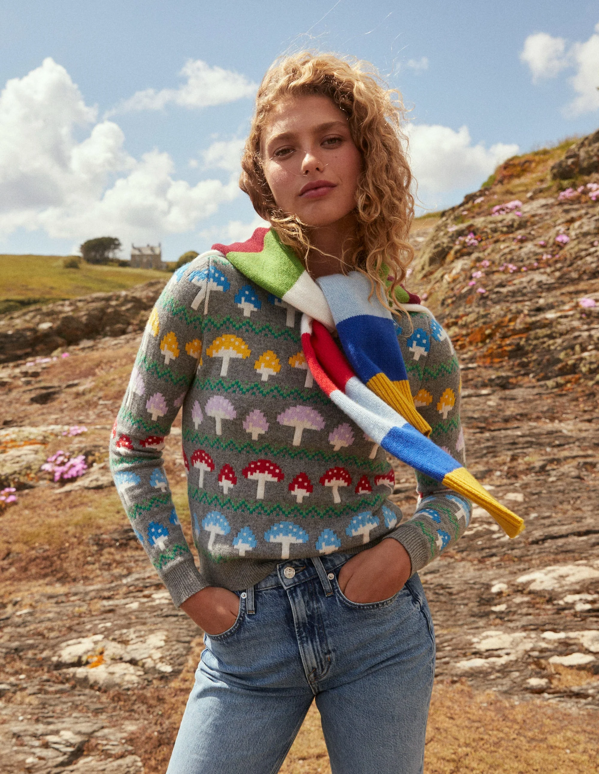 Edie Fair Isle Sweater-Grey Mushroom - Image 9