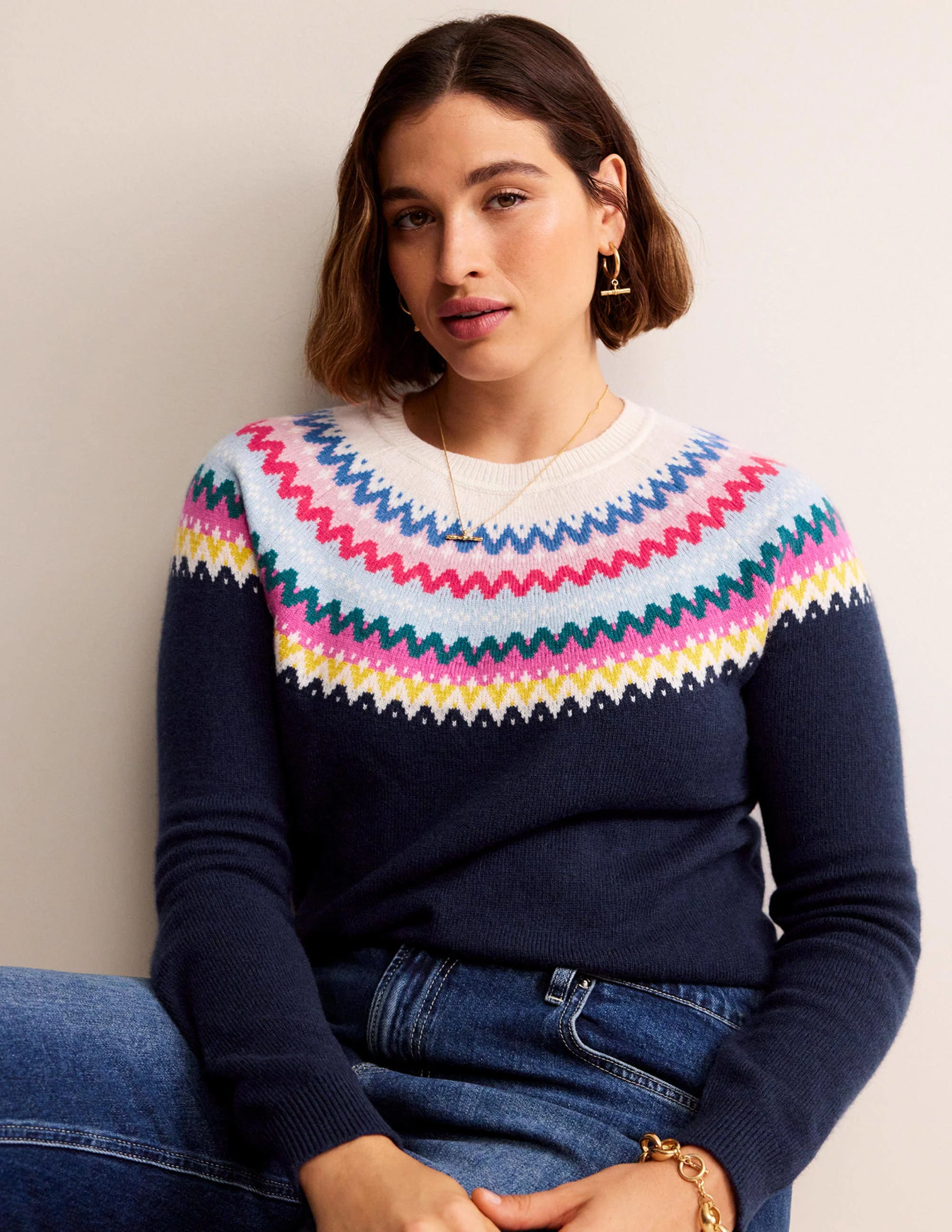 Edie Fair Isle Sweater-Navy Classic Fair Isle - Image 7