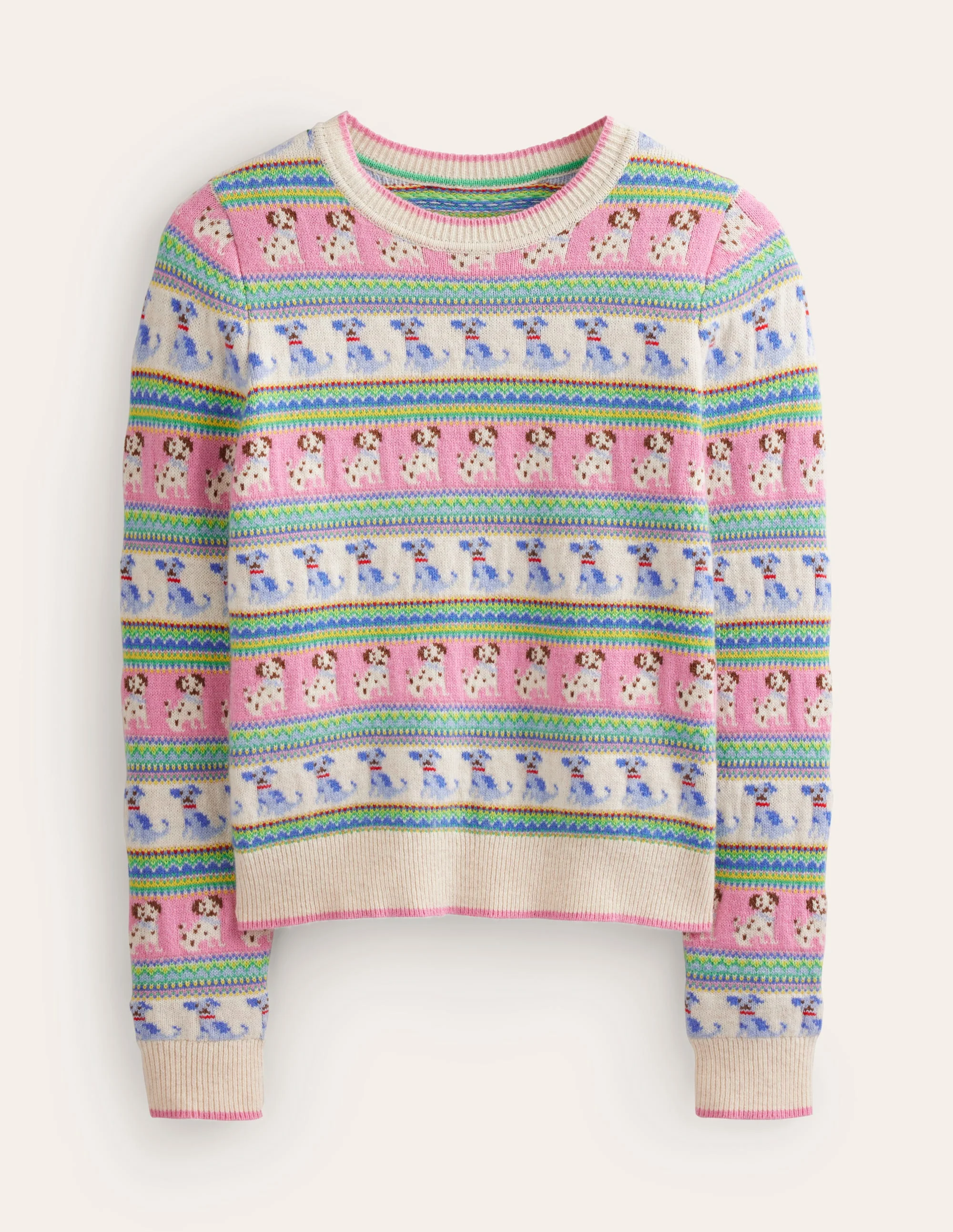 Edie Fair Isle Sweater-Warm Ivory Dog Fair Isle - Image 5