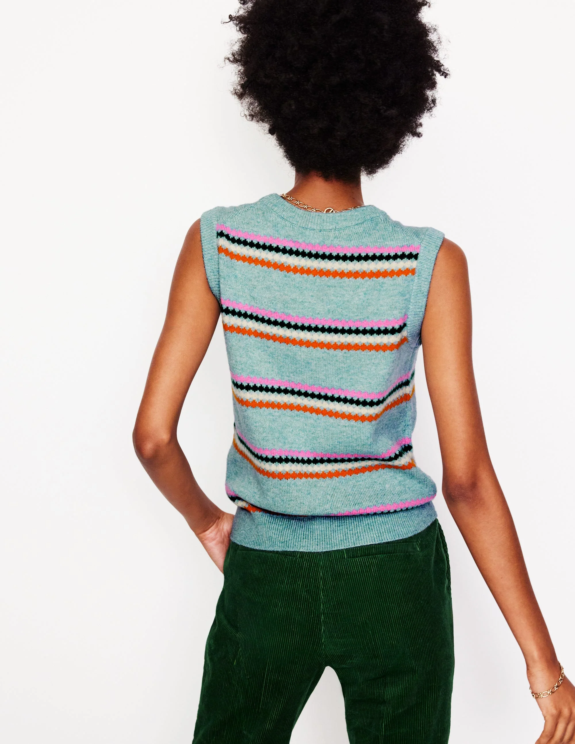 Edie Fair Isle Vest-Blue Diamond - Image 3