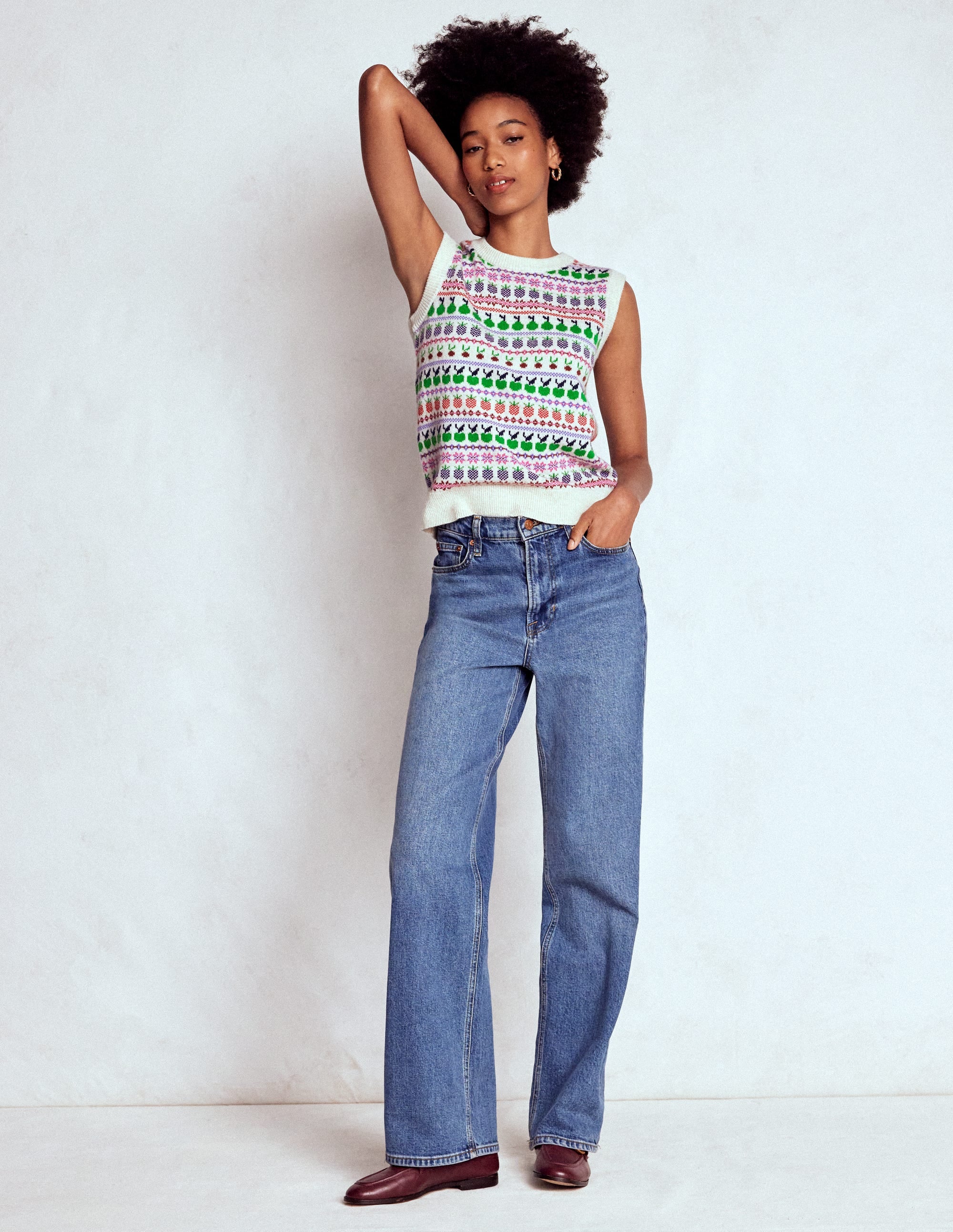 Edie Fair Isle Vest-Ecru Marl, Fruit - Image 5