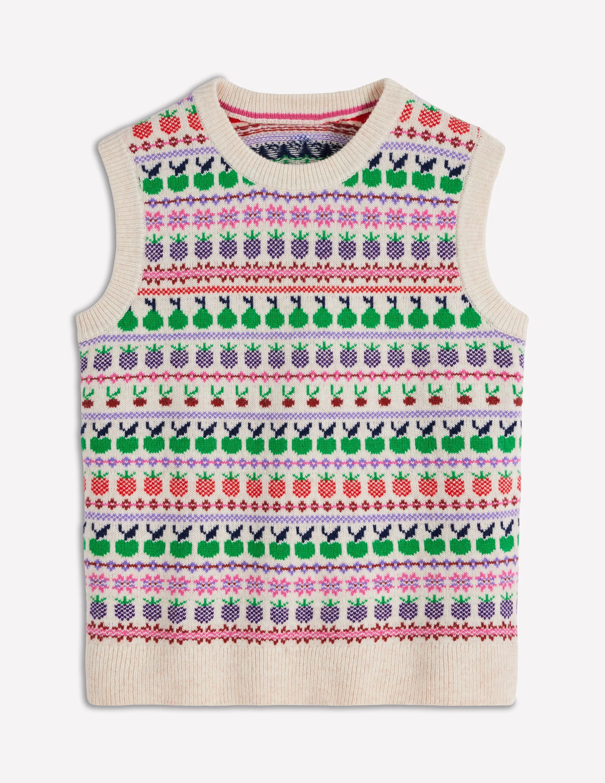 Edie Fair Isle Vest-Ecru Marl, Fruit - Image 6