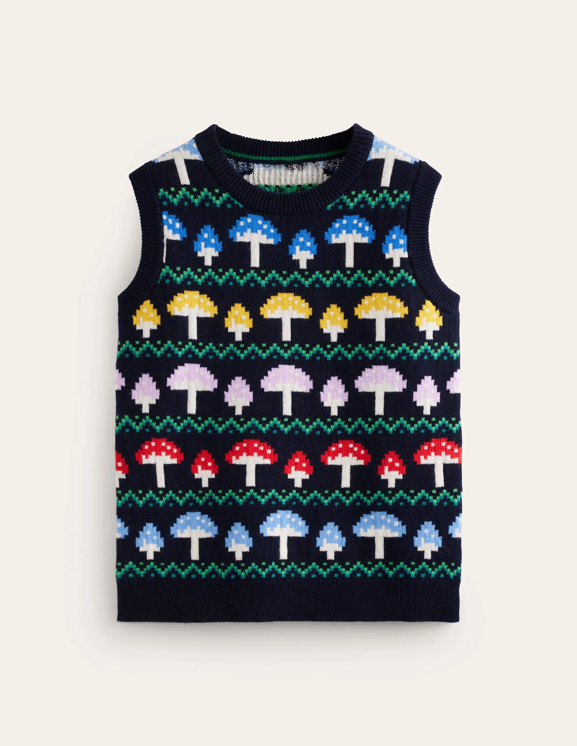 Edie Fair Isle Vest-Navy Mushroom - Image 9