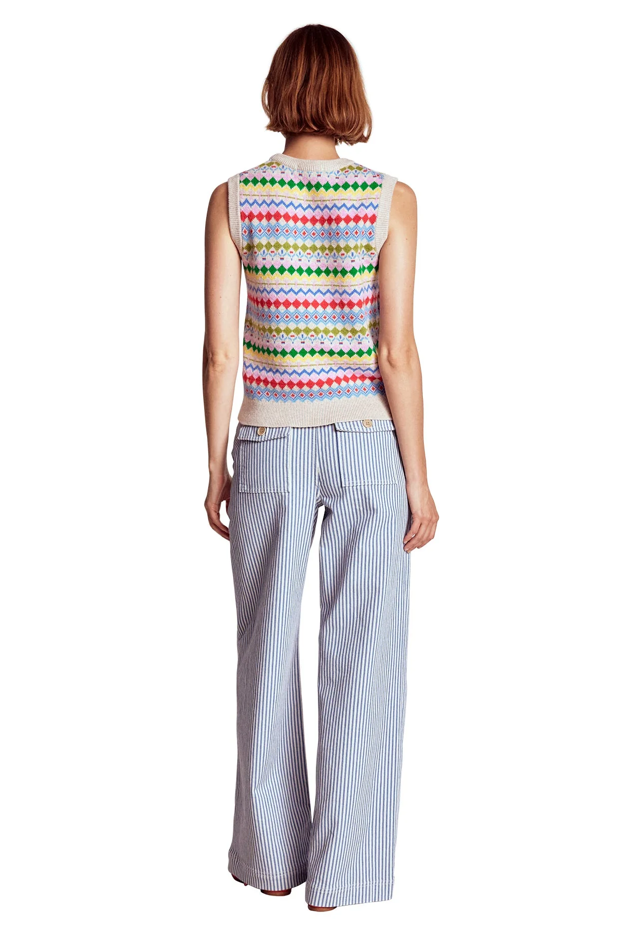 Edie Fair Isle Vest-Oatmeal Melange, Multi - Image 7