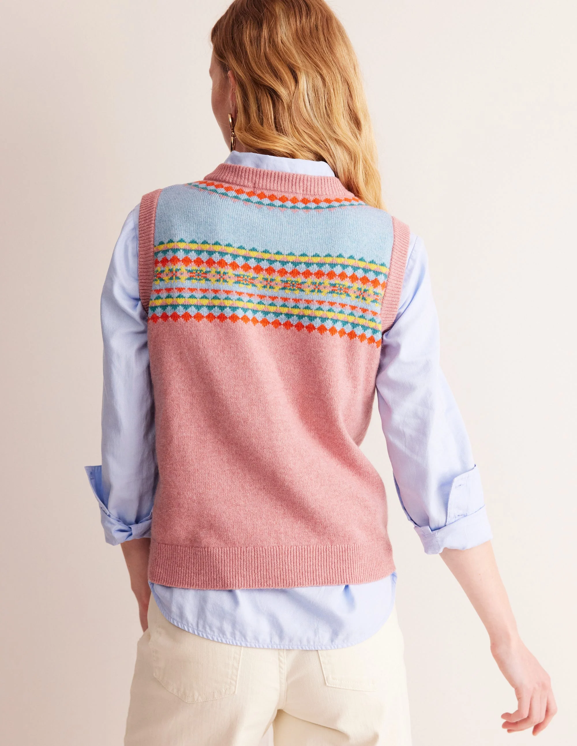 Edie Fair Isle Vest-Pink Fair Isle - Image 3
