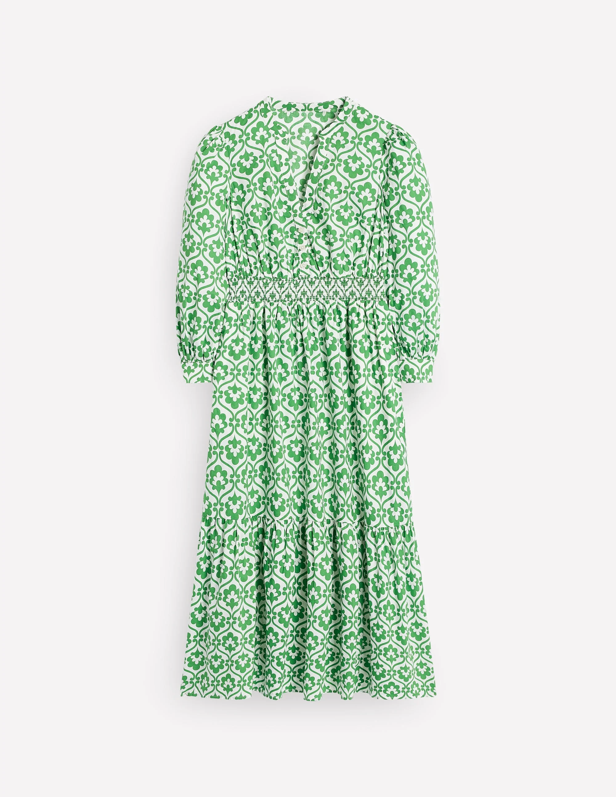 Elena Tiered Cotton Midi Dress-Paradise Green, Ivy Trellis - Image 7