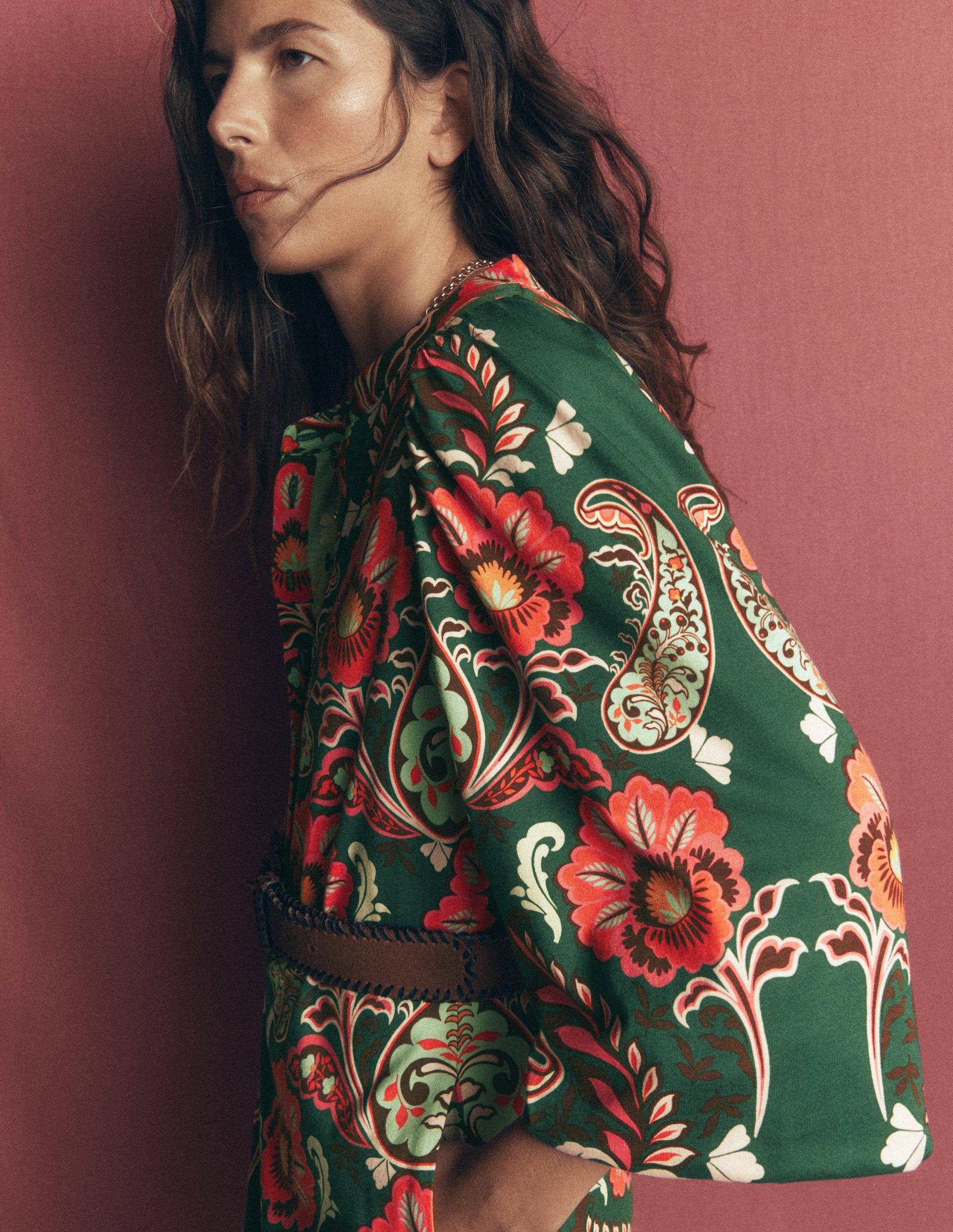 Eli Seamed Sleeve Jersey Dress-Hunter Green, Bohemia Dream - Image 2