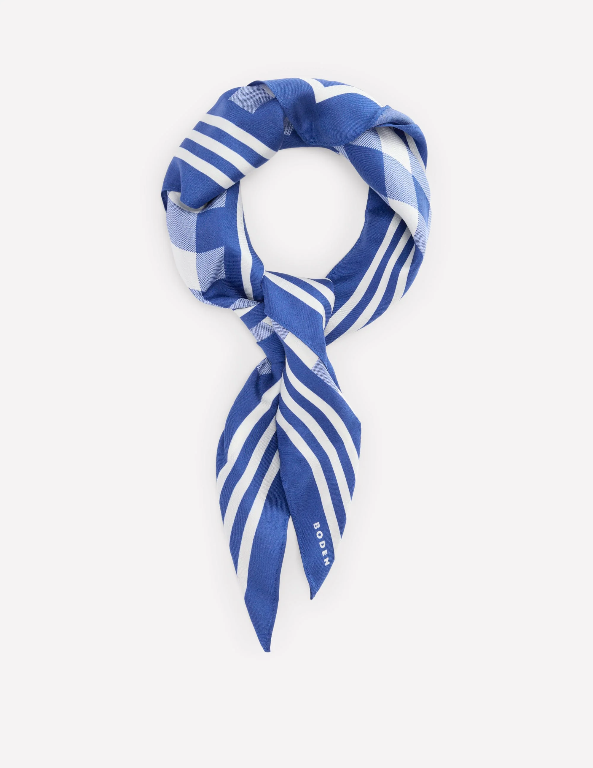 Elisabeth Silk Square Scarf-Bright Blue, Gingham
