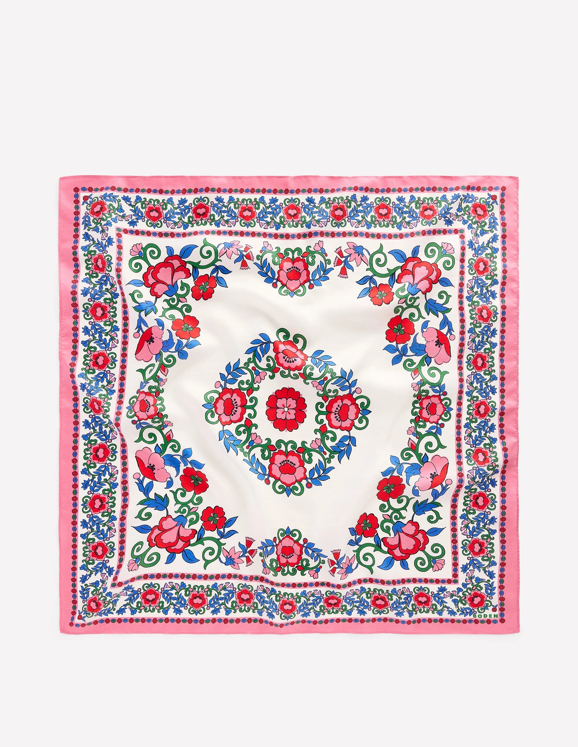 Elisabeth Silk Square Scarf-Multi, Ornamental Lattice - Image 3