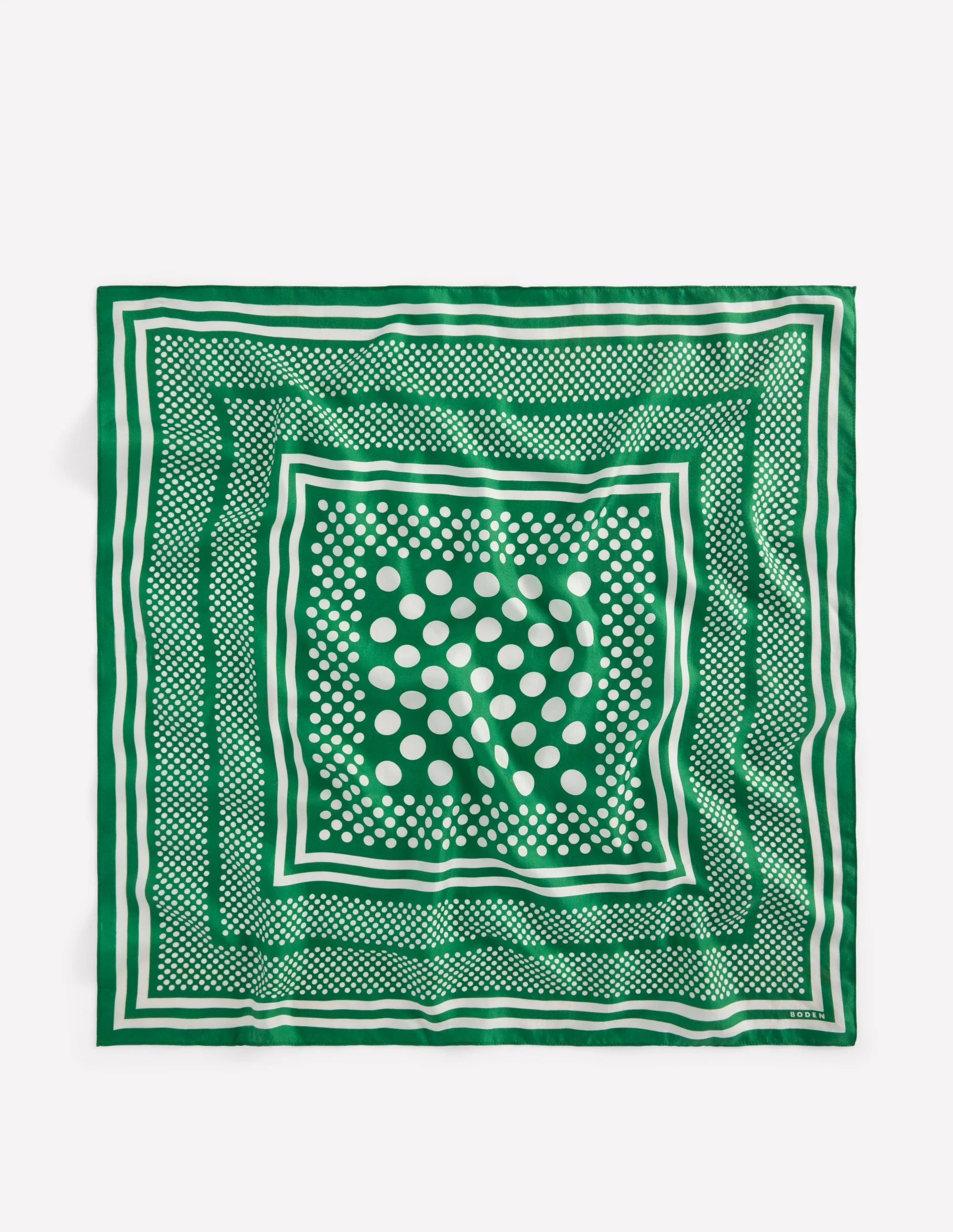 Elisabeth Silk Square Scarf-Rich Emerald, Border Spot - Image 5
