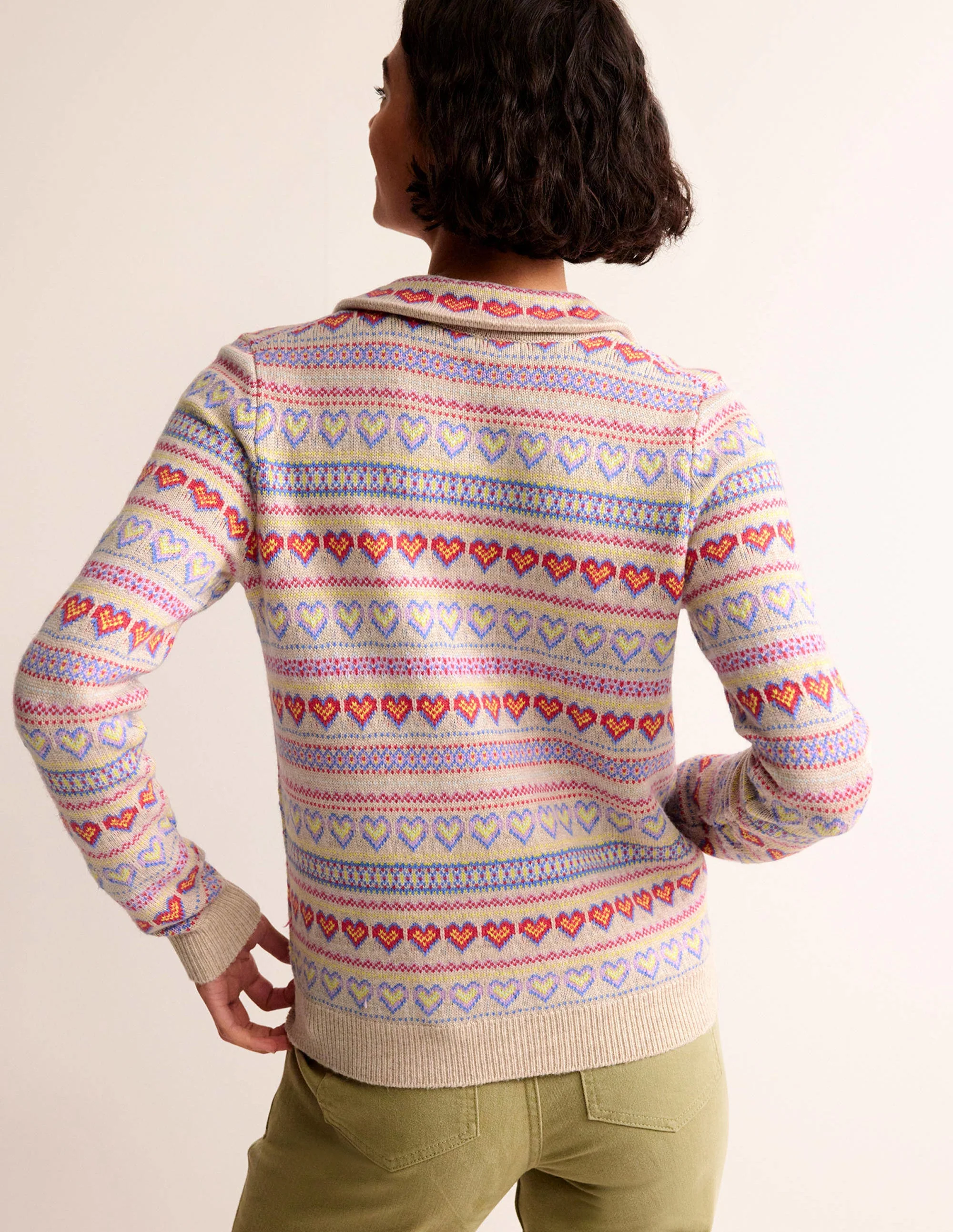 Eliza Heart Fair Isle Sweater-Chinchilla Melange Fair Isle - Image 3