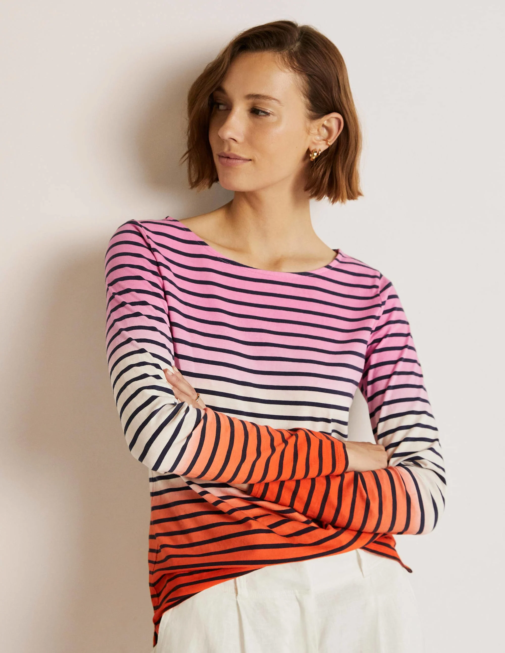 Ella Long Sleeve Breton-Bon Bon/Firecracker Ombre - Image 5