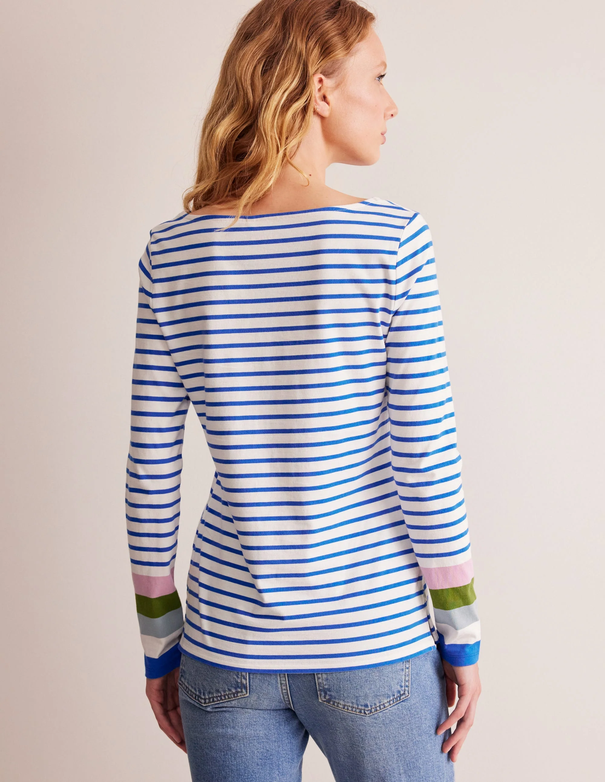 Ella Long Sleeve Breton-Directoire Blue and Mauve Mist - Image 3
