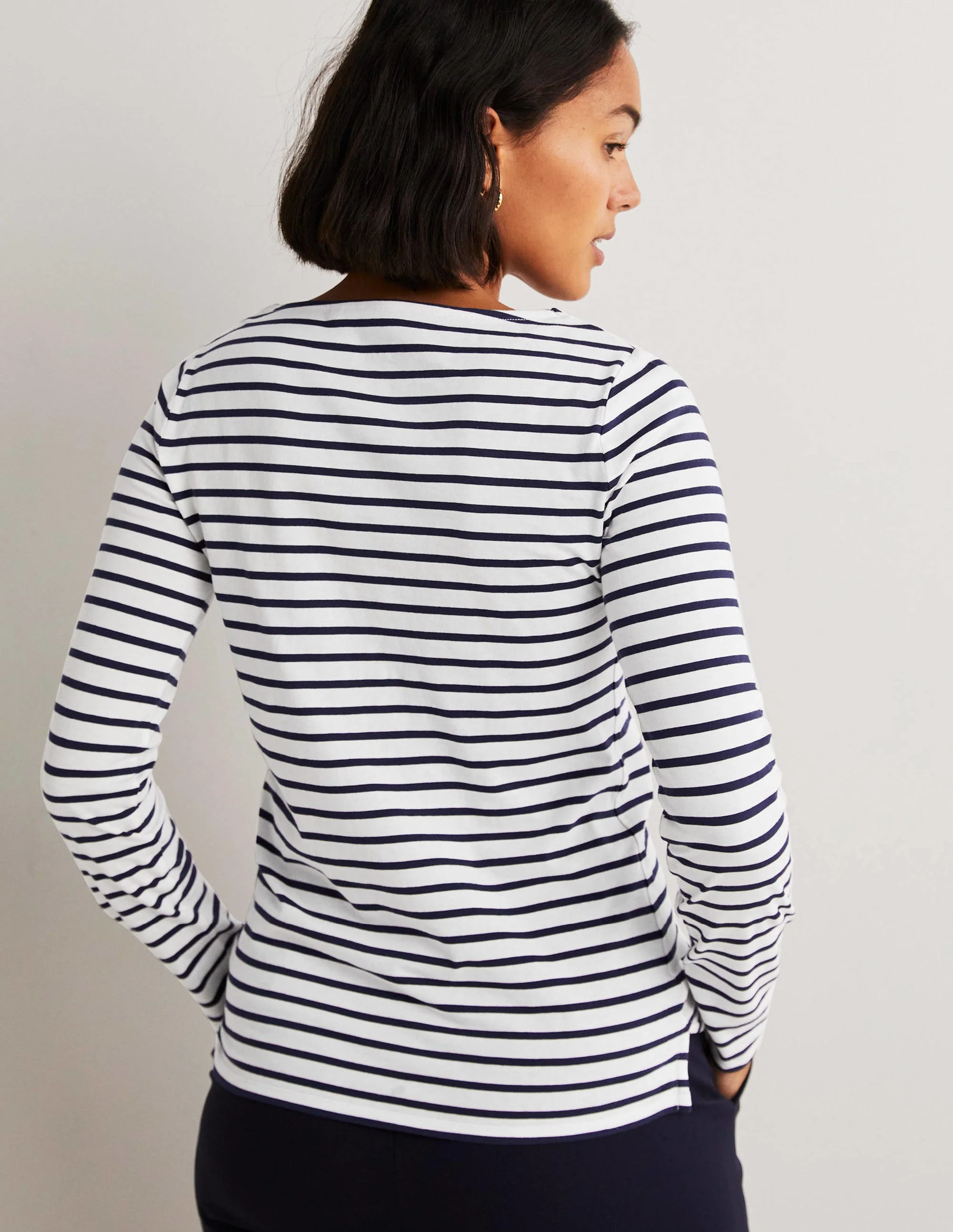 Ella Long Sleeve Breton-Green/Prink Placement Stripe - Image 3