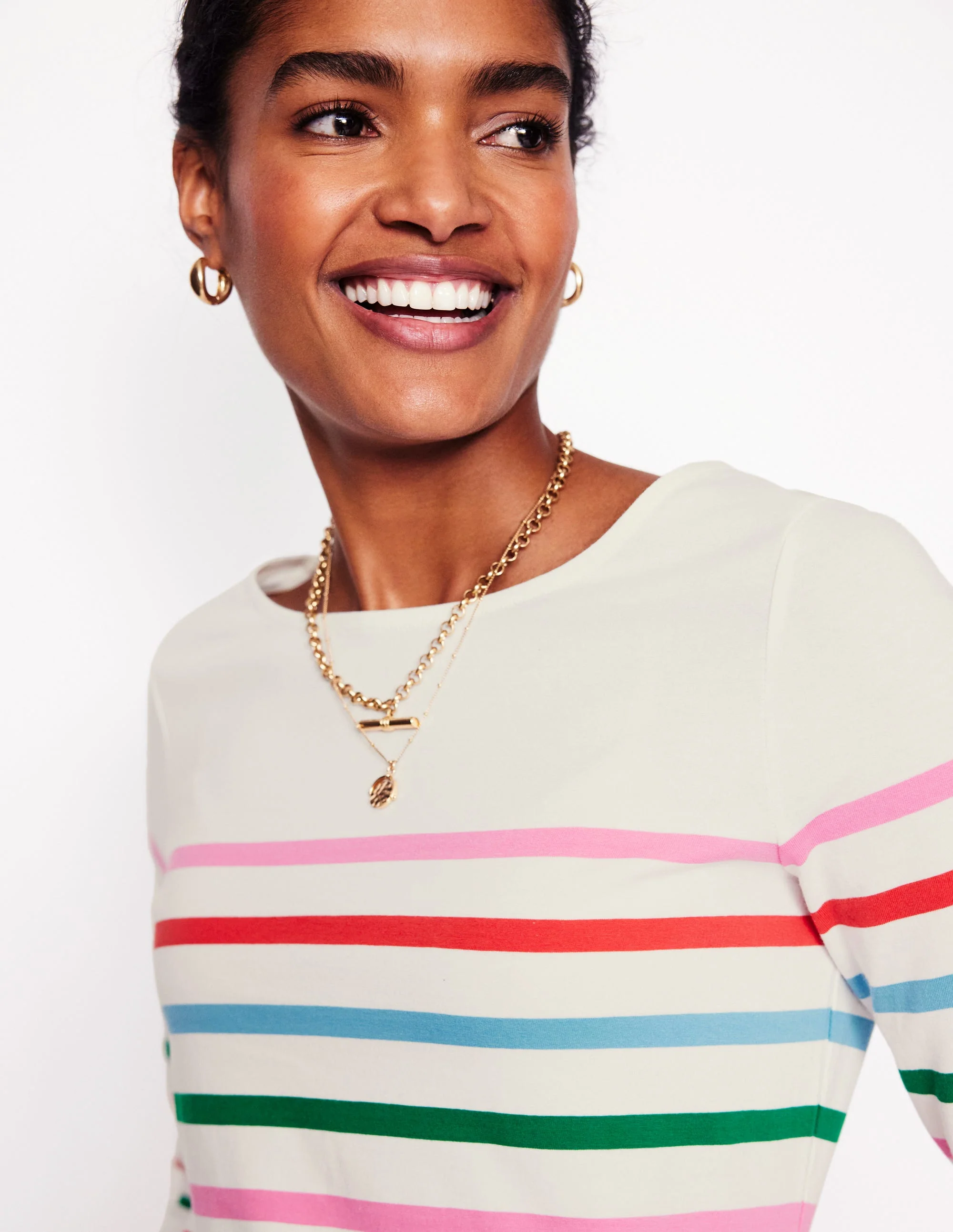 Ella Long Sleeve Breton-Ivory, Multi Placement - Image 2