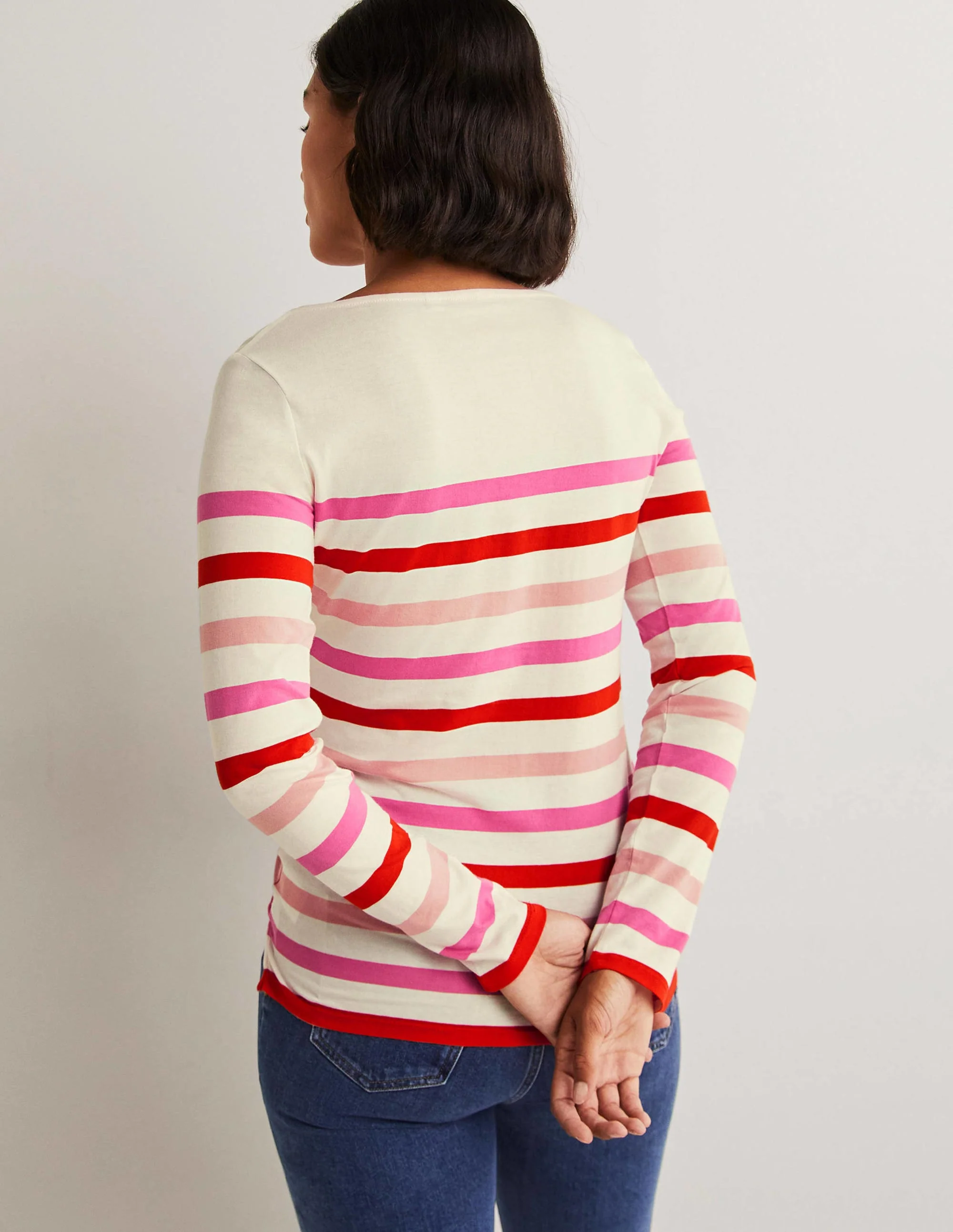 Ella Long Sleeve Breton-Multi Pink Stripe - Image 3