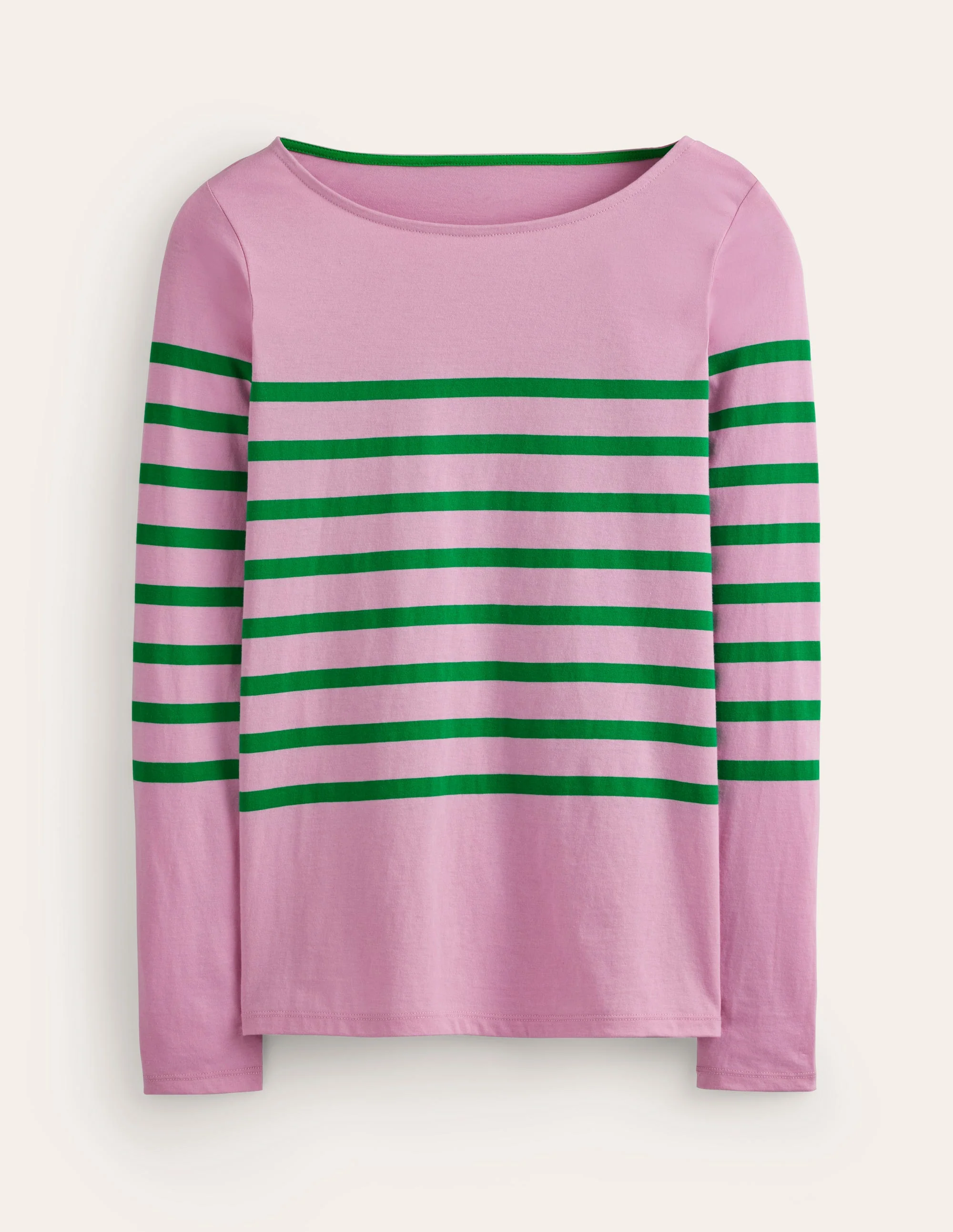 Ella Long Sleeve Breton-Pink, Green Placement - Image 5