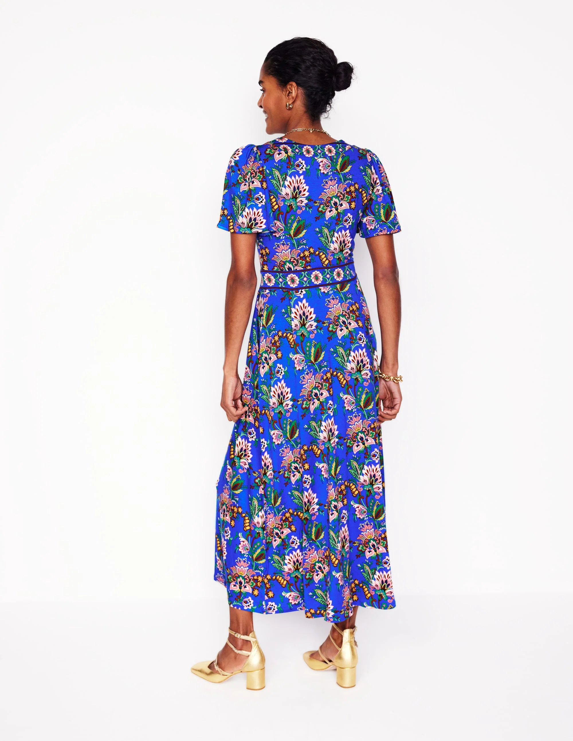Ellie Flutter Maxi Tea Dress-Gallery Blue, Botanica Terrace - Image 3