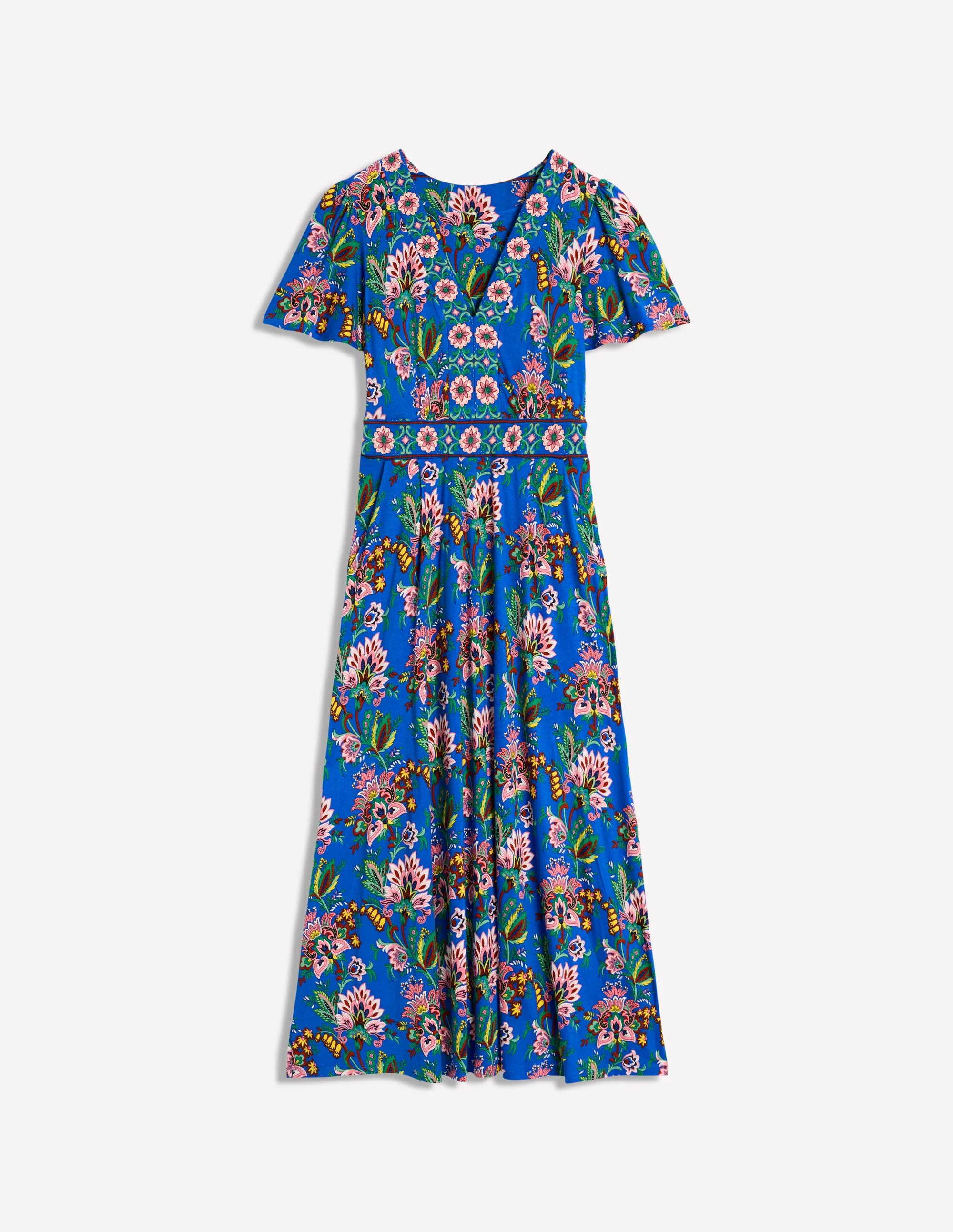 Ellie Flutter Maxi Tea Dress-Gallery Blue, Botanica Terrace - Image 6