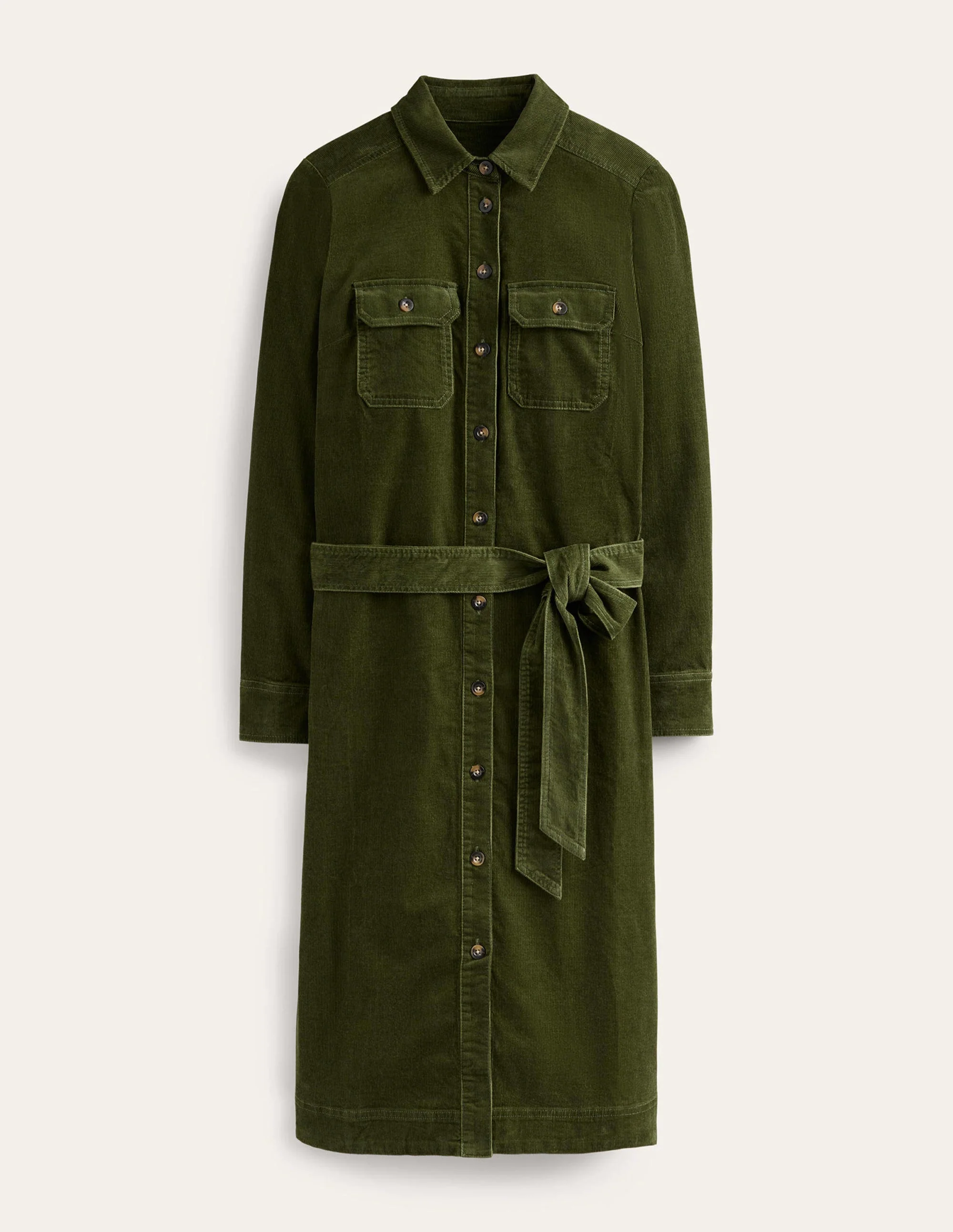 Eloise Cord Midi Shirt Dress-Kale - Image 7