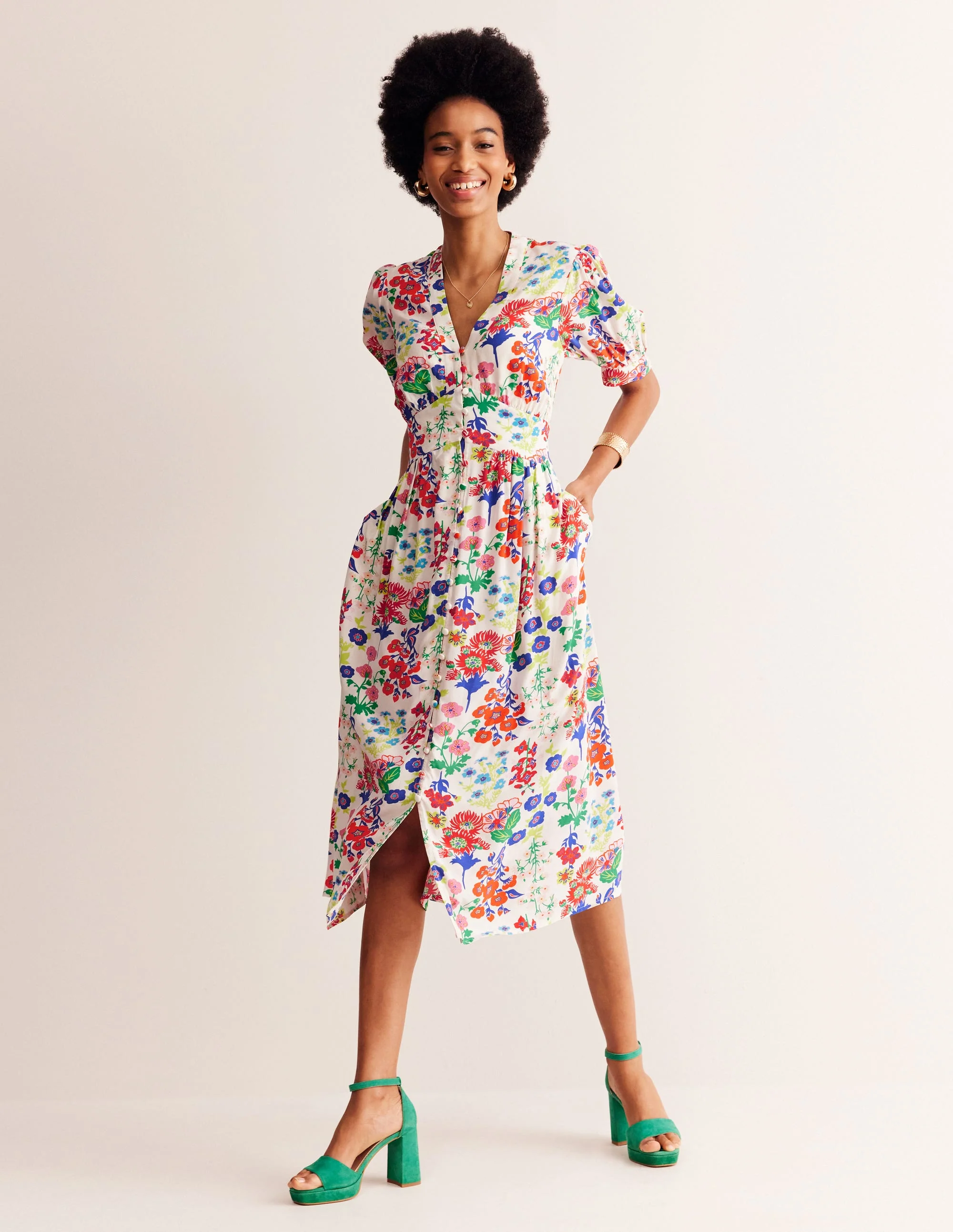 Elsa Midi Tea Dress-Multi, Wildflower Cluster - Image 5
