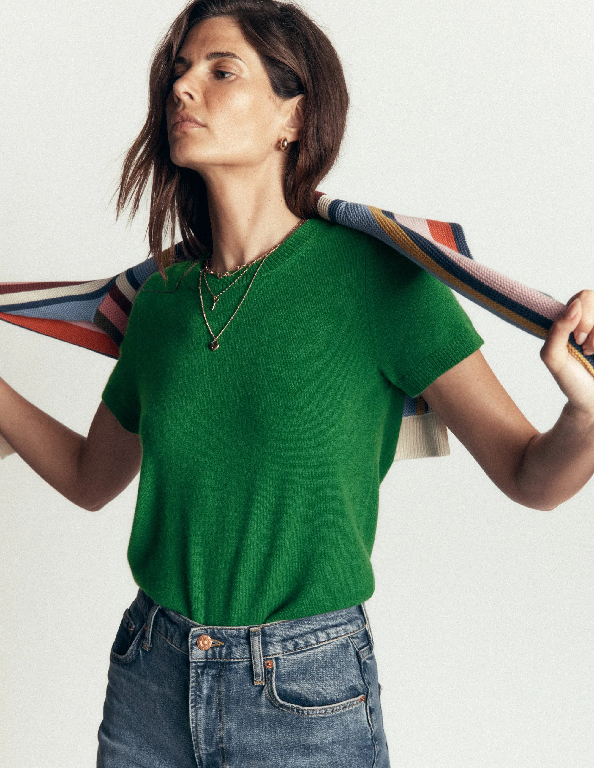 Elsie Cashmere Crew T-Shirt-Fresh Green - Image 4