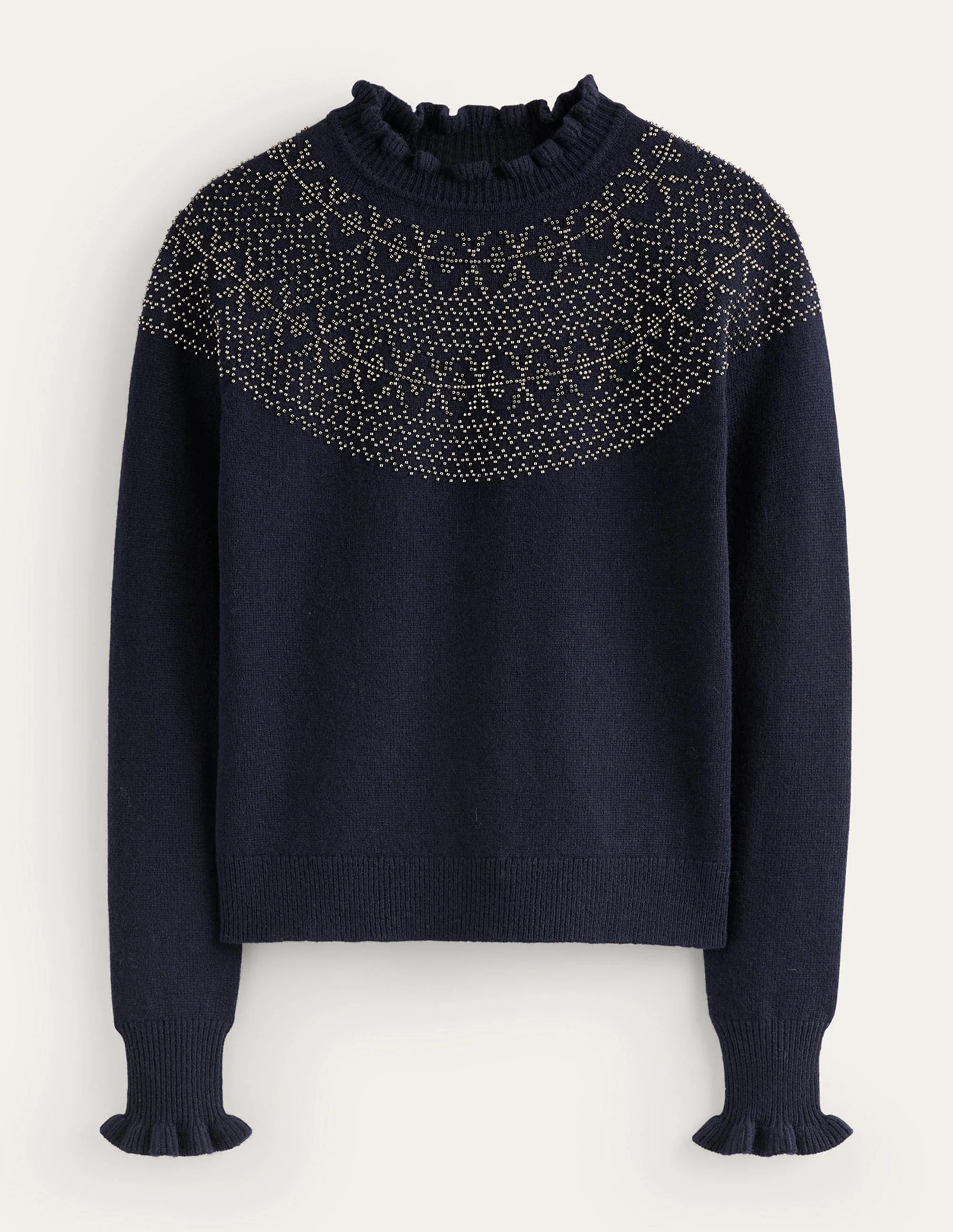 Embellished Yoke Sweater-Navy - Image 6