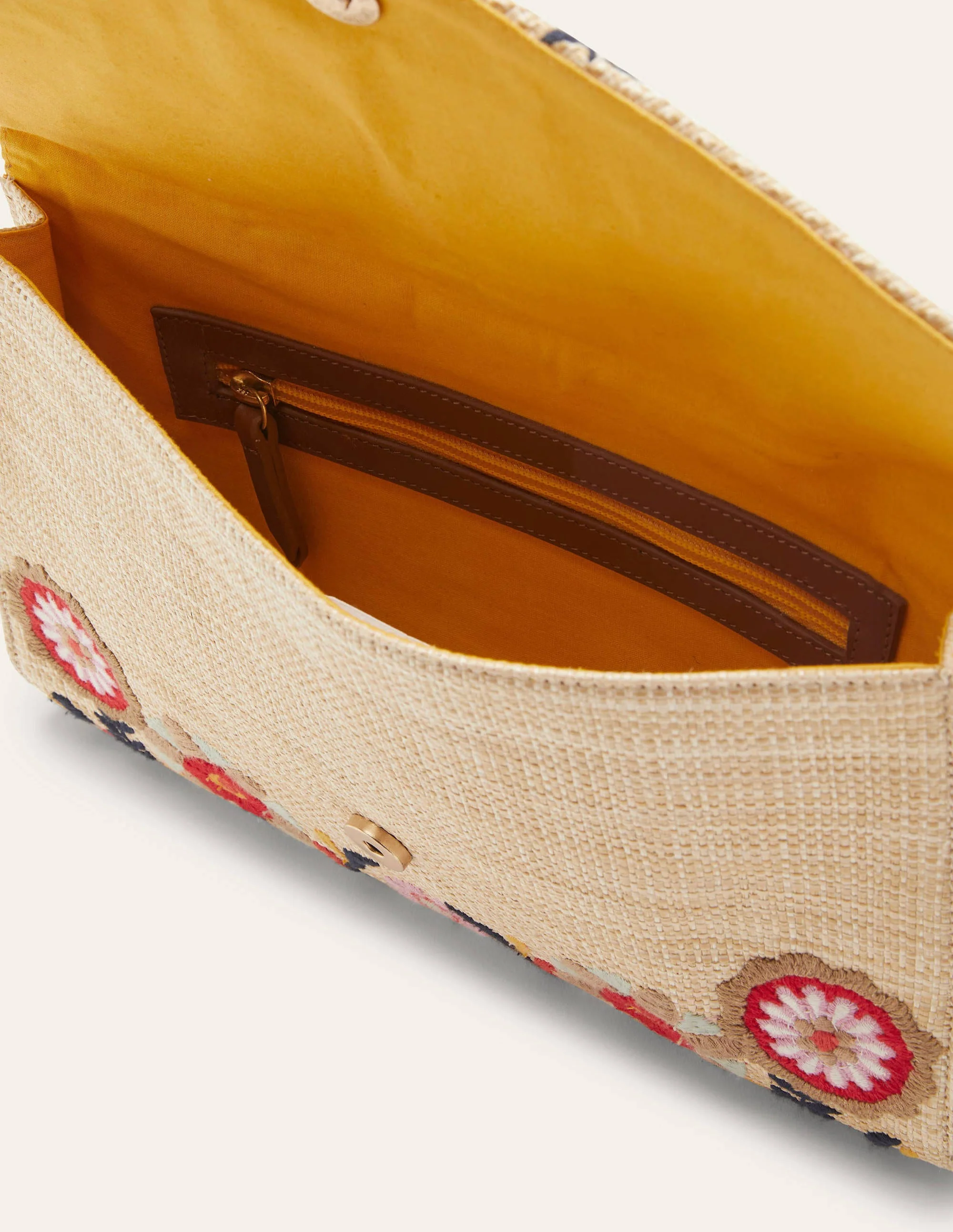 Embroidered Clutch Bag-Natural - Image 3