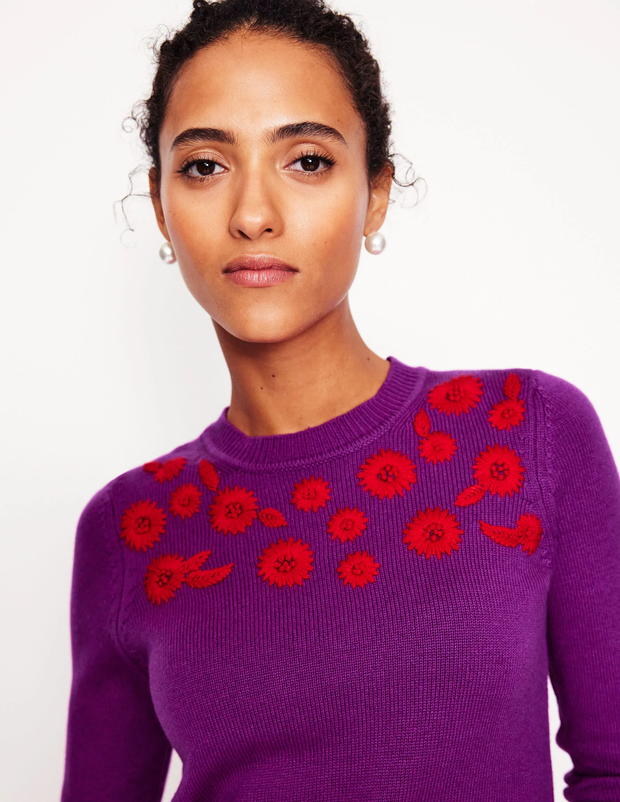 Embroidered Floral Jumper-Regal Purple - Image 2