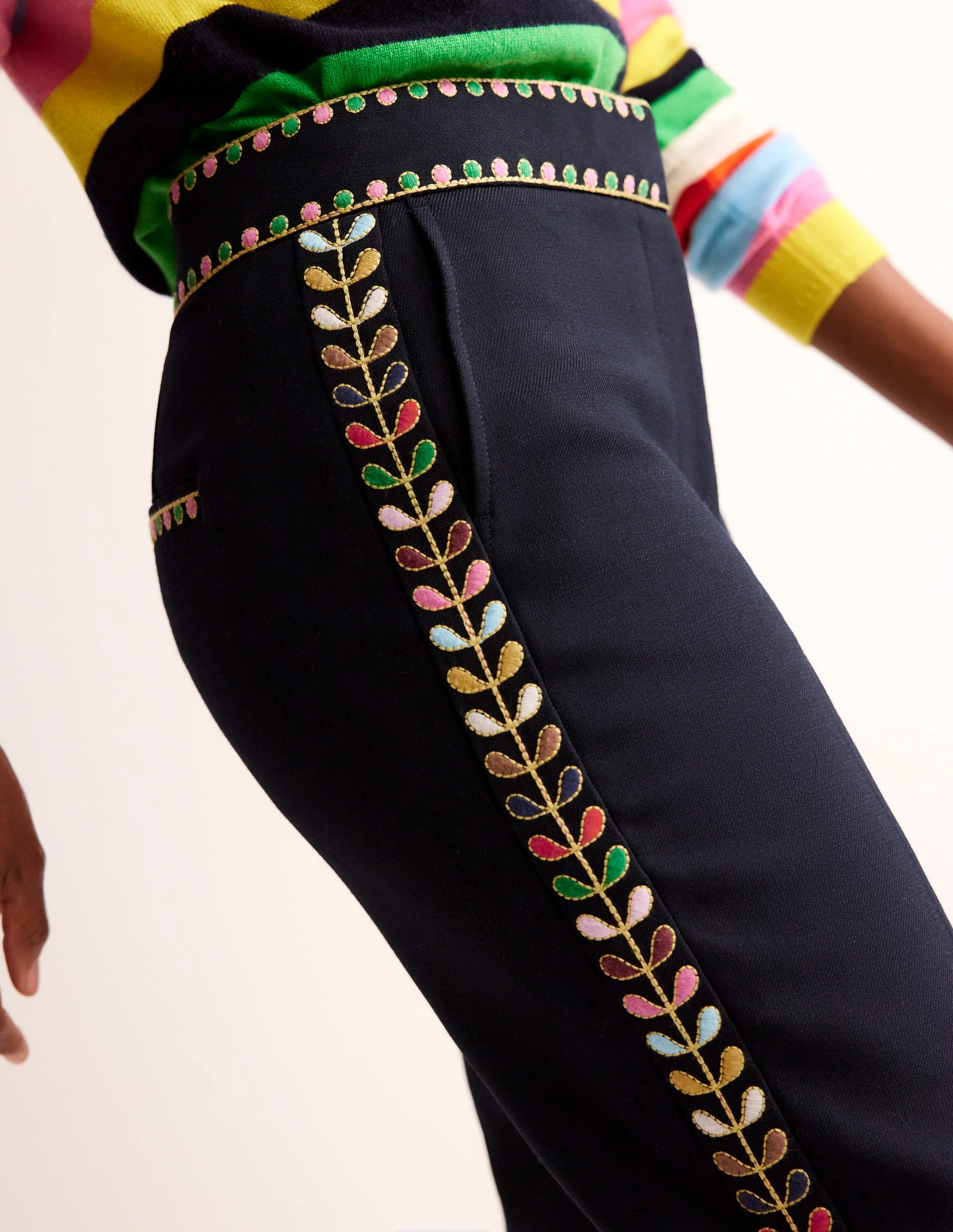 Embroidered Icon Pants-Navy - Image 2