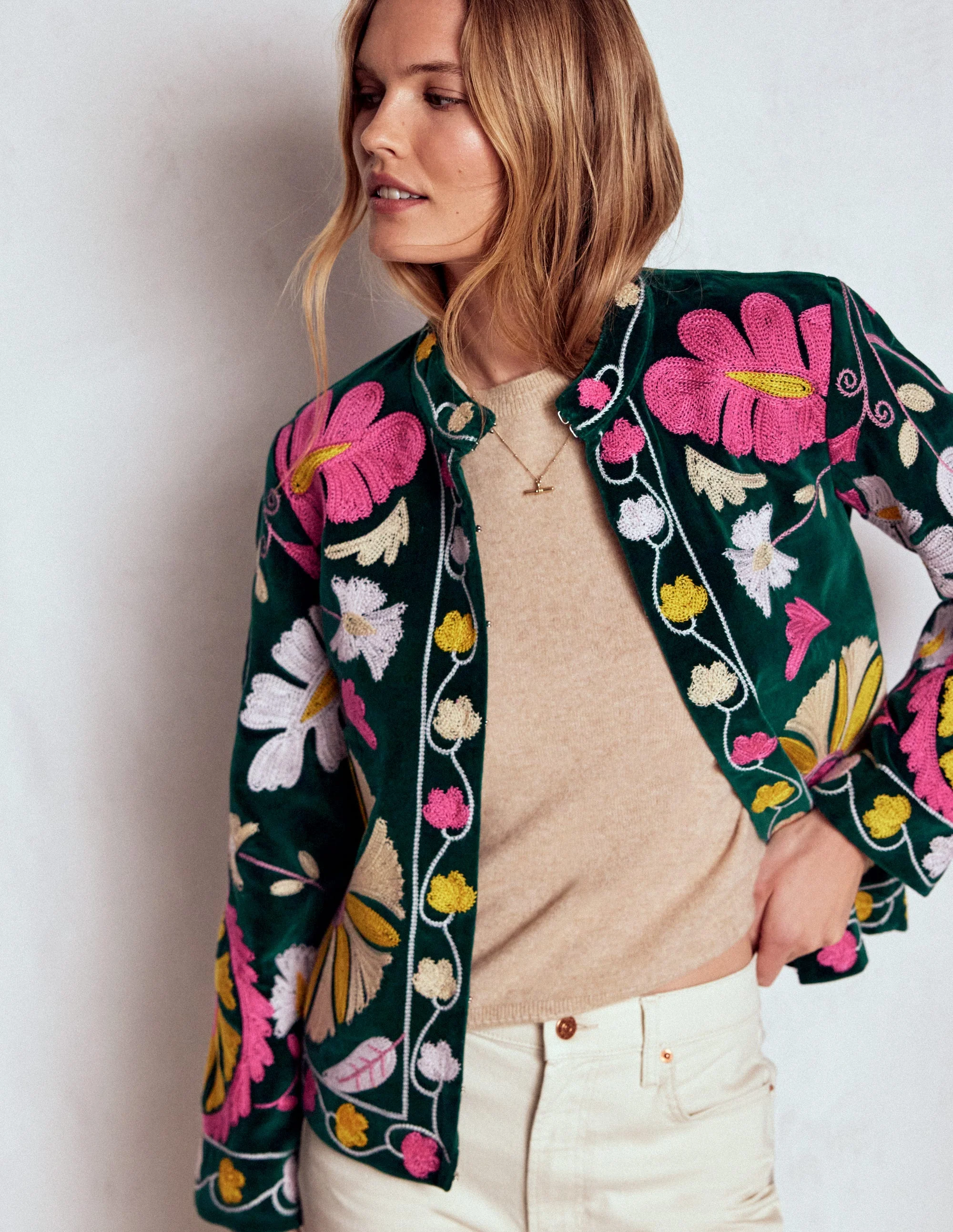 Embroidered Souvenir Jacket-Emerald Night Embroidery - Image 5
