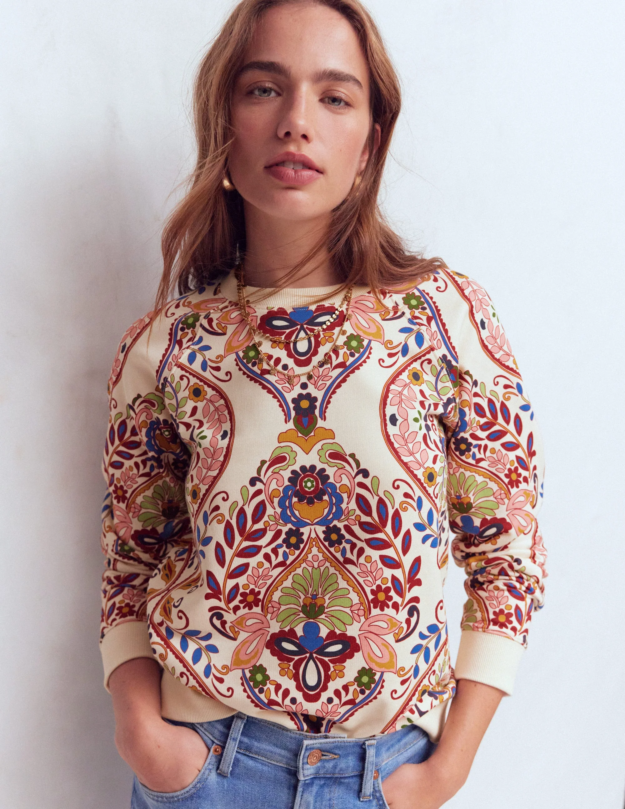 Emi Printed Sweatshirt-Multi, Enchanted Gardenia - Image 2