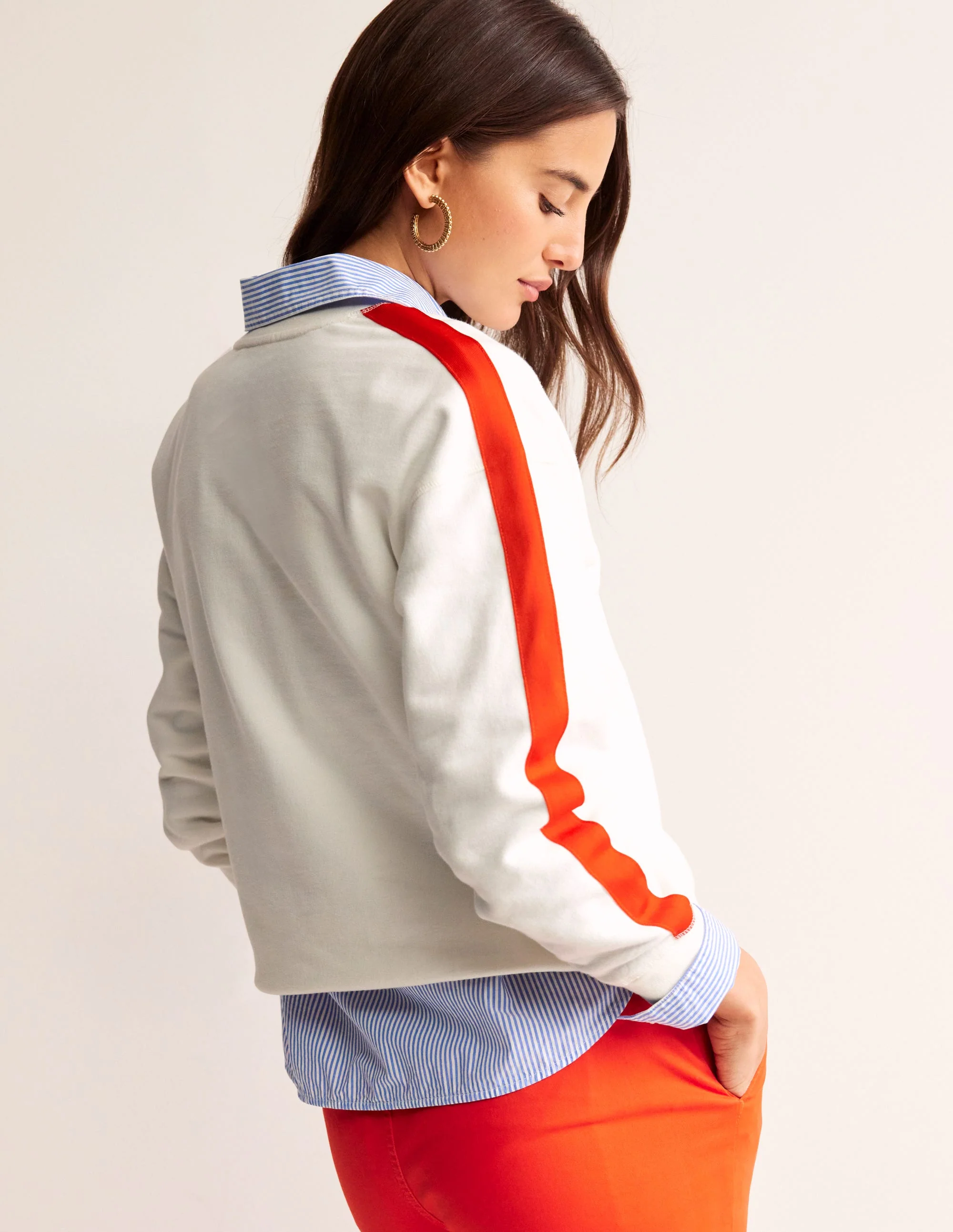 Emi Relaxed Sweatshirt-Ivory Red Stripe - Image 3