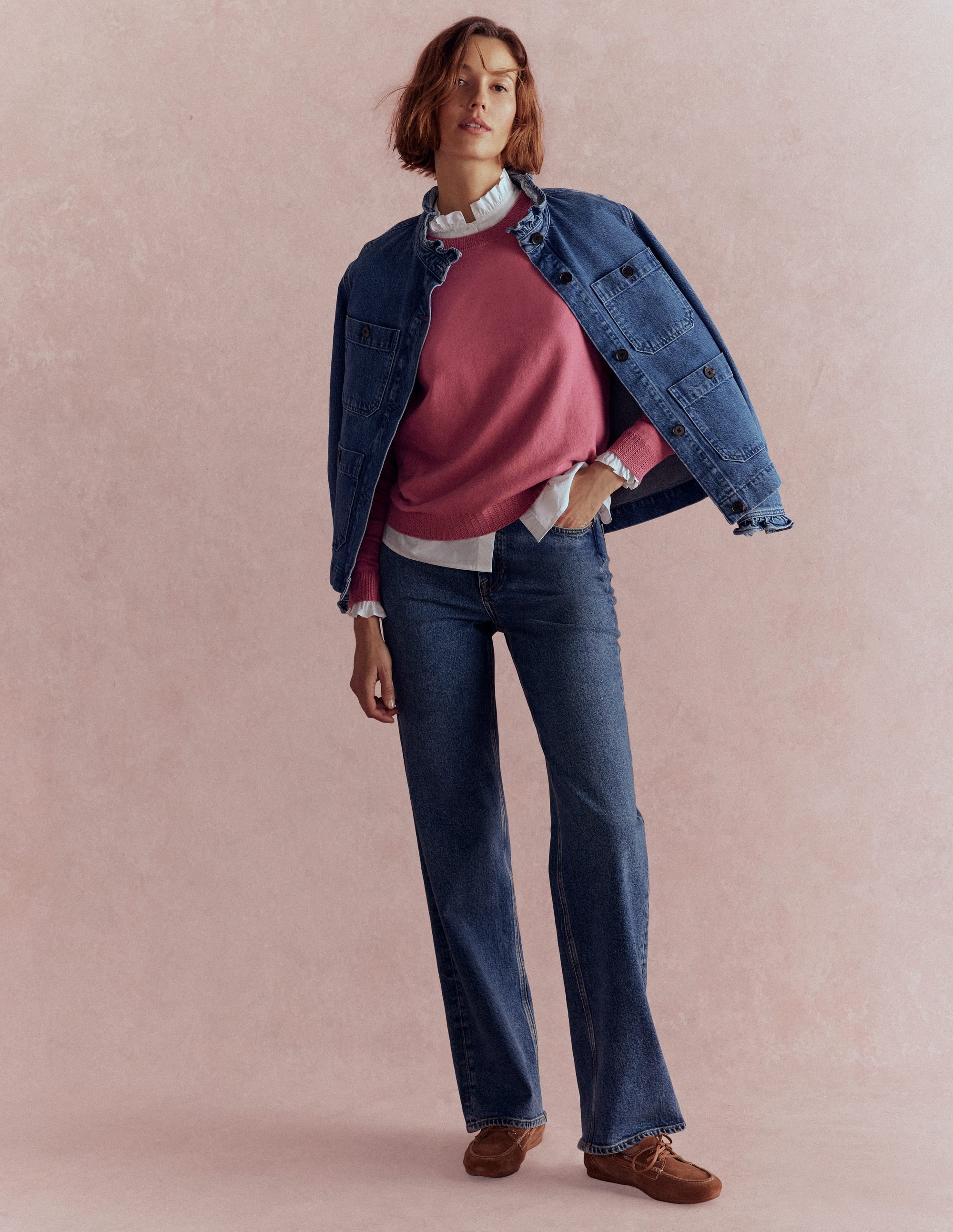 Emilia Cotton Crew Sweater-Pink Heather - Image 5