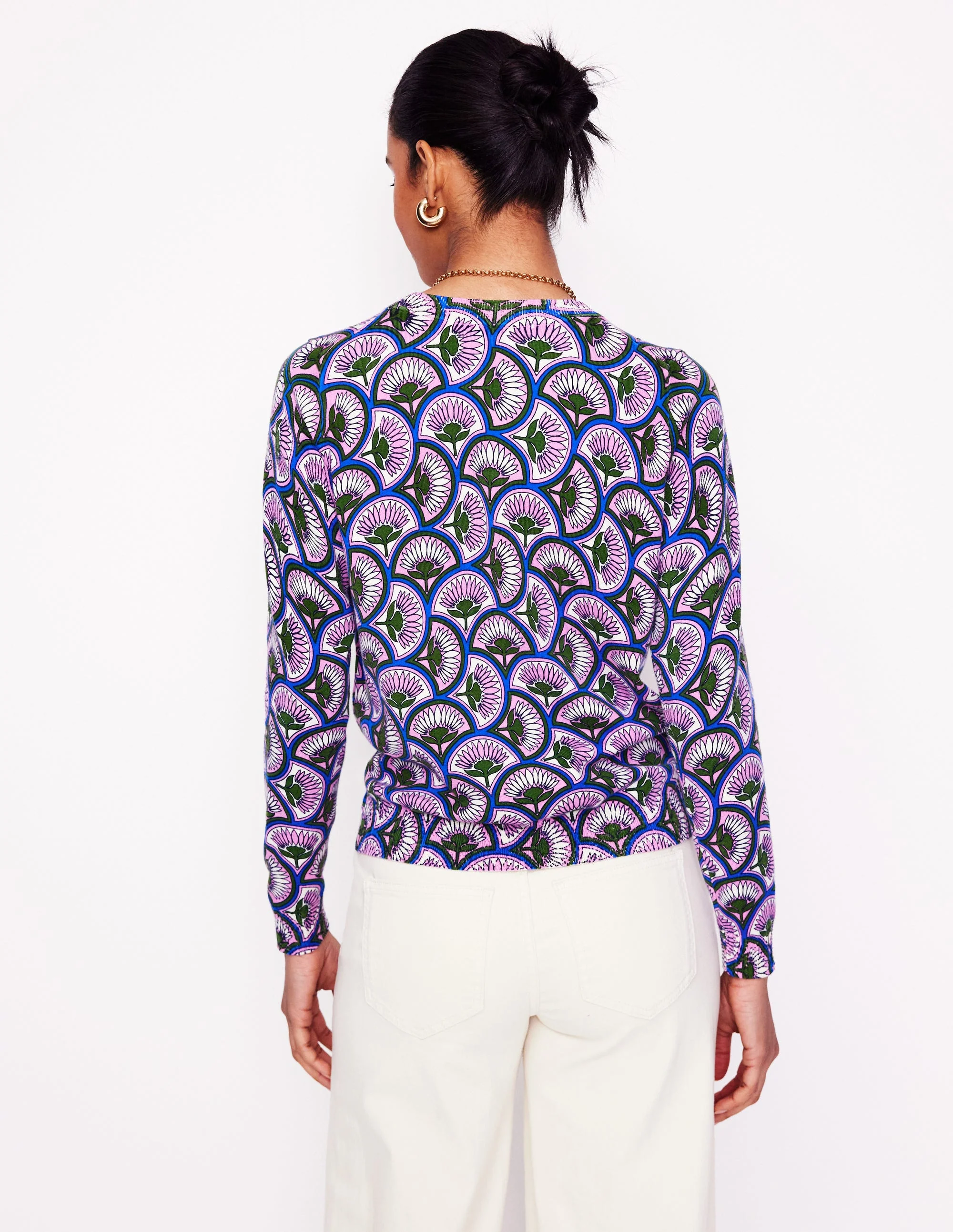 Emilia Cotton Crew Sweater-Soft Lavender Pink, Daisy Arc - Image 3