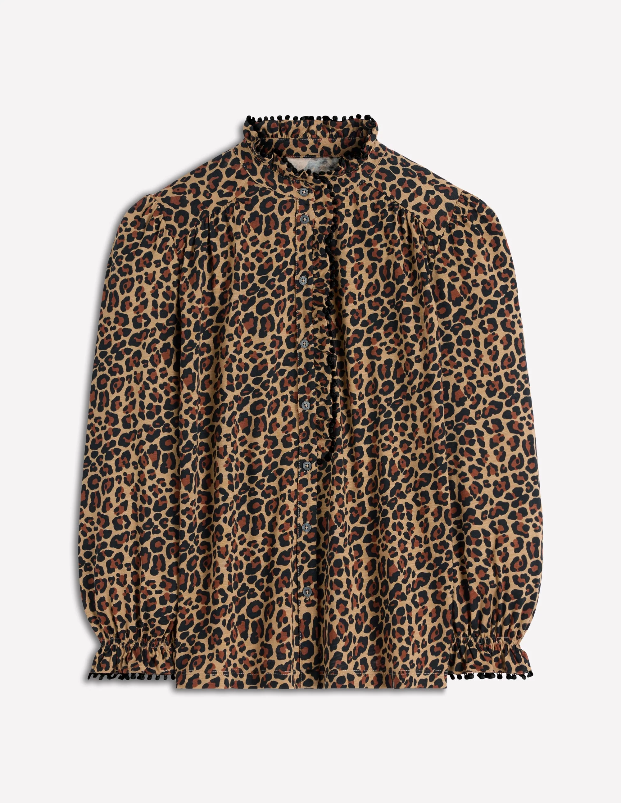 Emily Pom Trim Ruffle Shirt-Cheetah Spot - Image 6