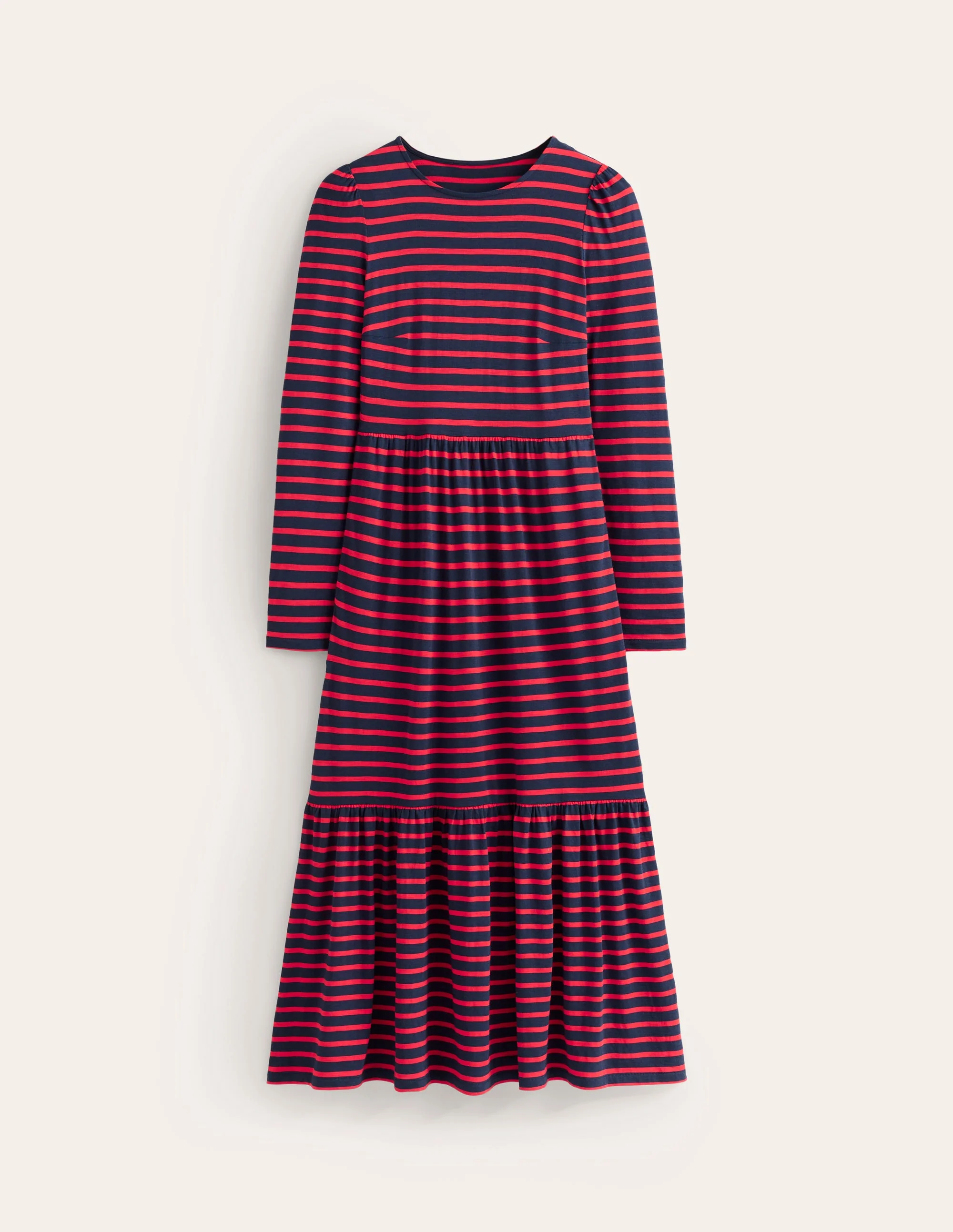 Emma Long Sleeve Jersey Dress-Navy, Rouge Stripe - Image 5
