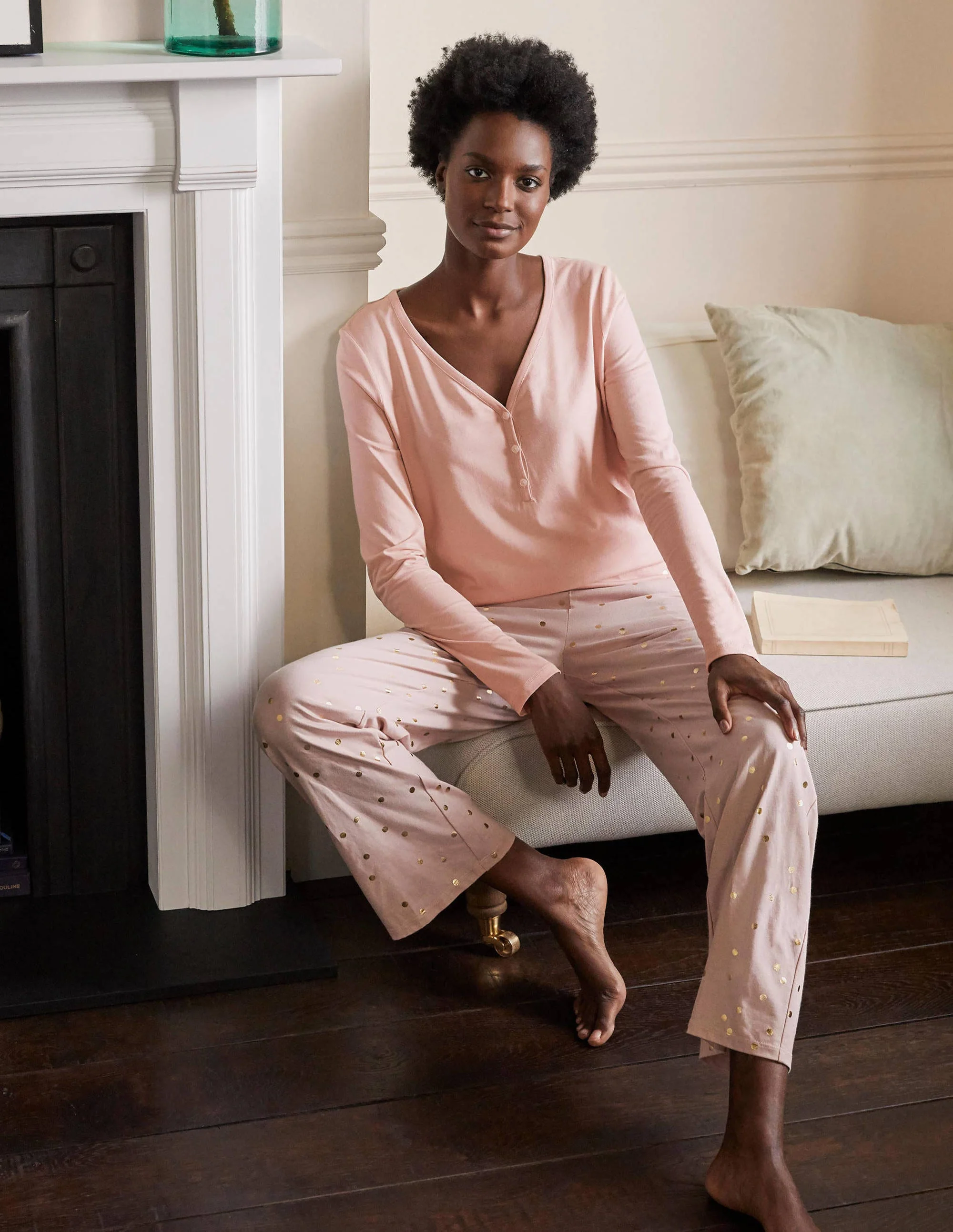 Emma Long Sleeve Pajama Top-Milkshake - Image 5