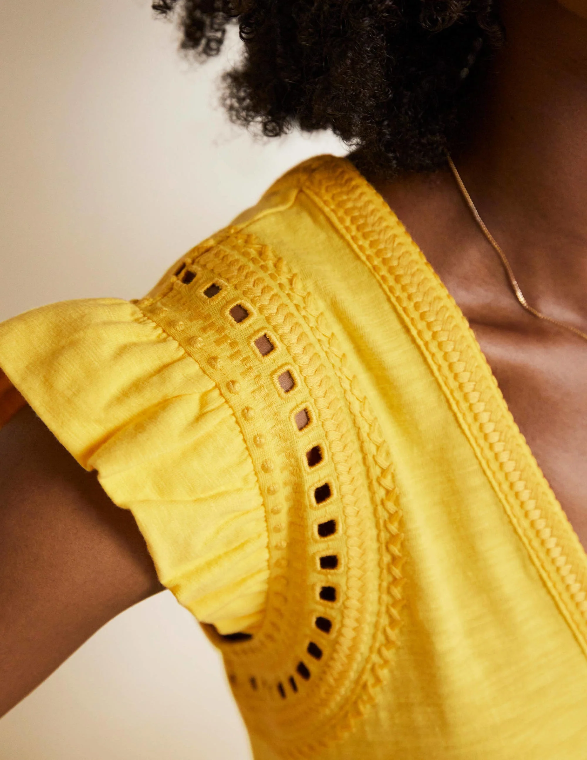 Empire Detail Jersey Dress-Lemon Fizz - Image 2